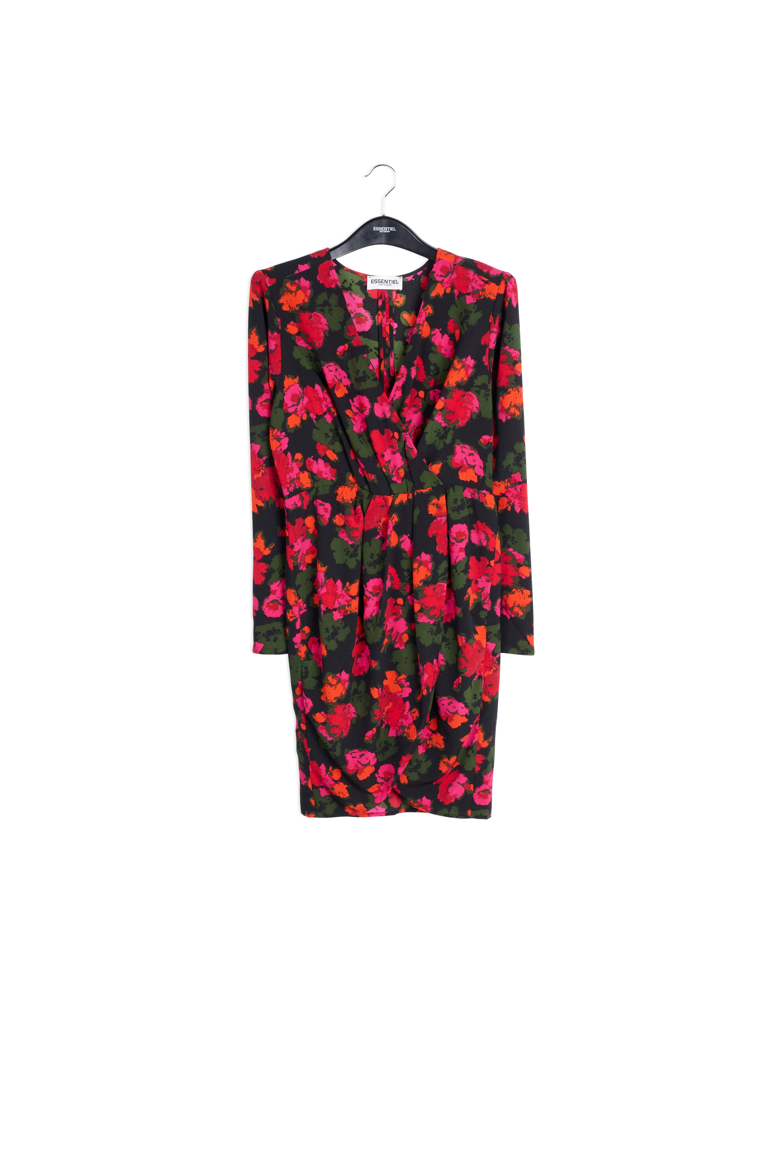 Black and red wrap effect midi dress RE—SSENTIEL | Essentiel second hand