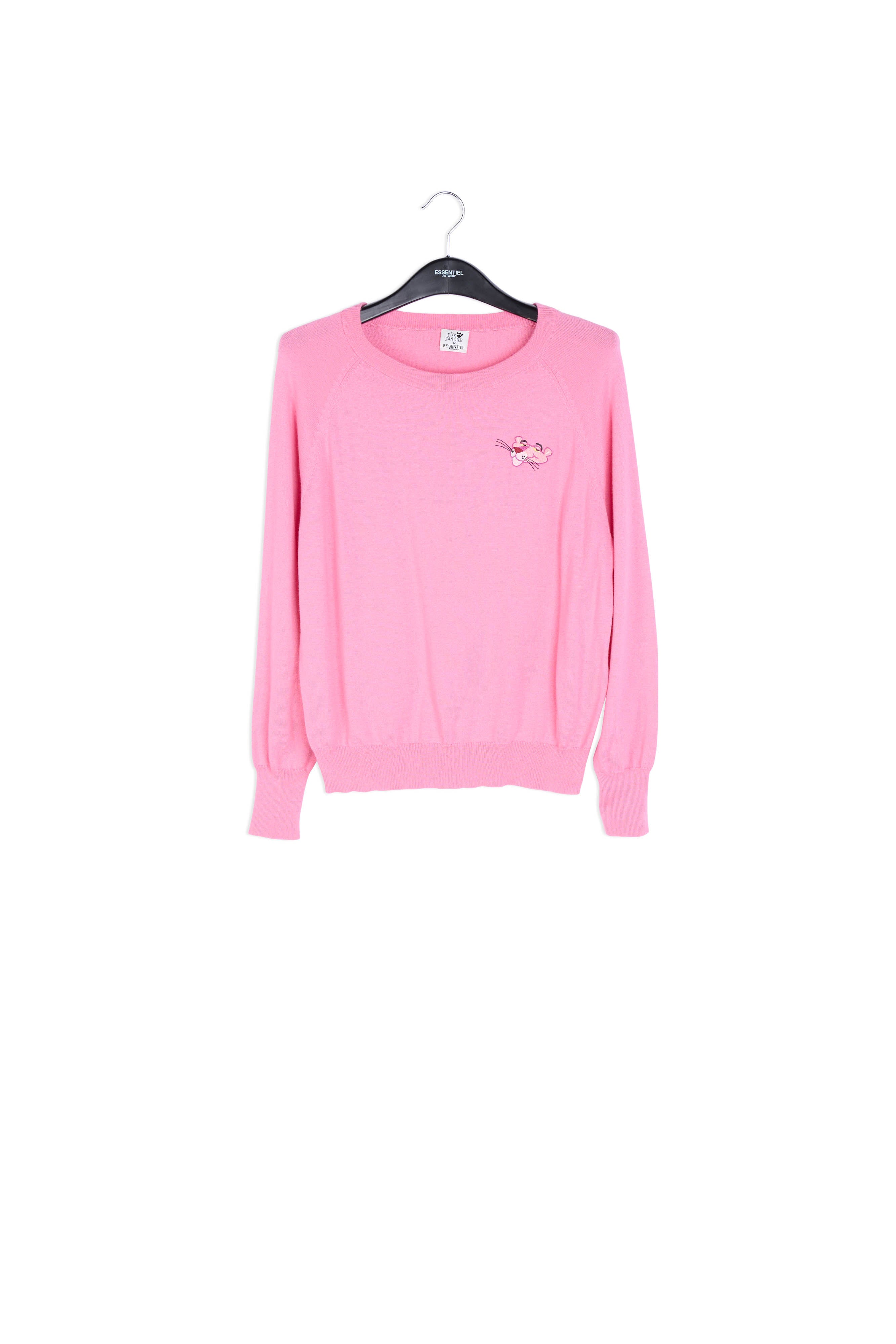 Red oversized sweater with embroidered pink panther RE—SSENTIEL | Essentiel second hand