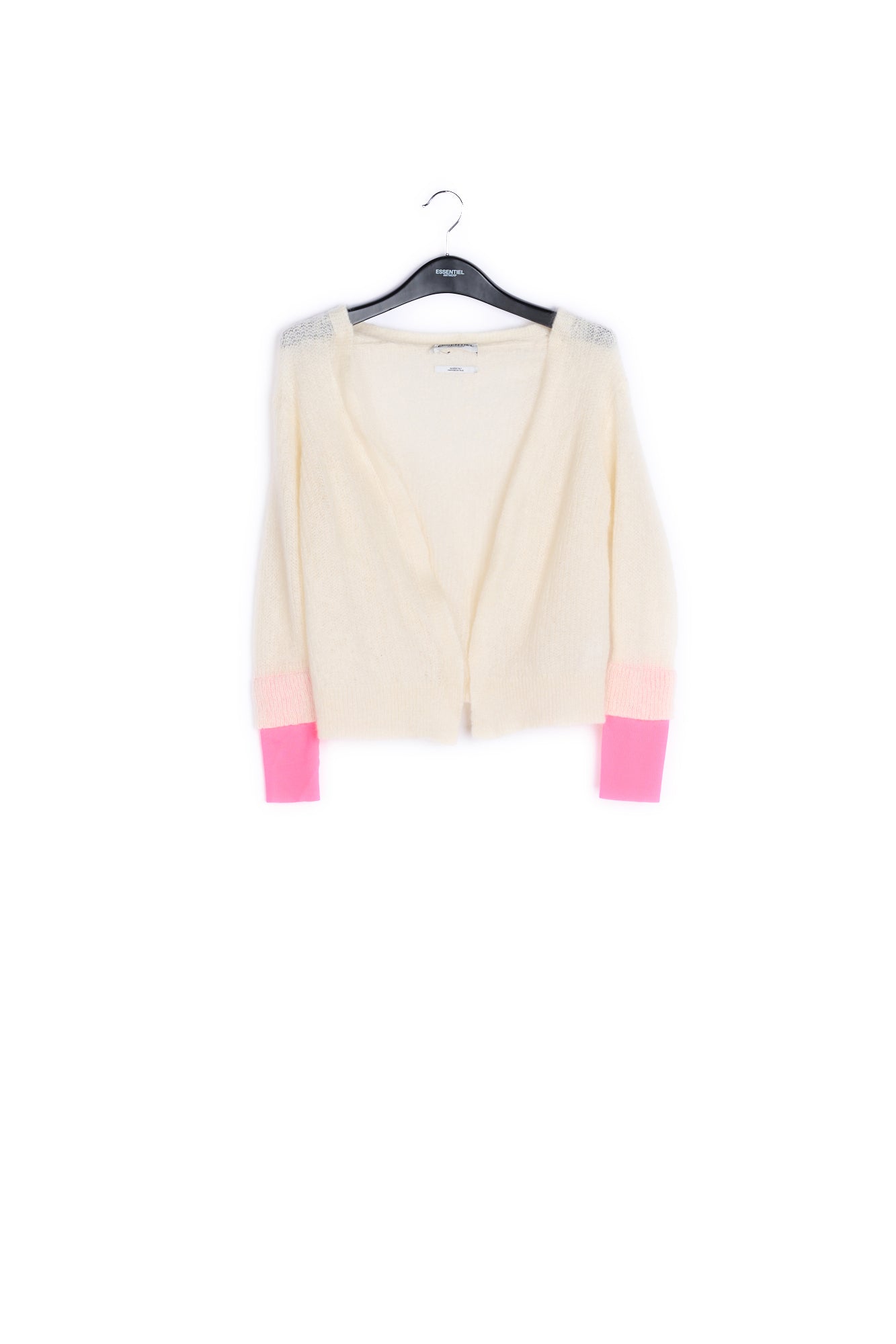 Off-white mohair-blend cardigan with neon cuffs RE—SSENTIEL | Essentiel second hand