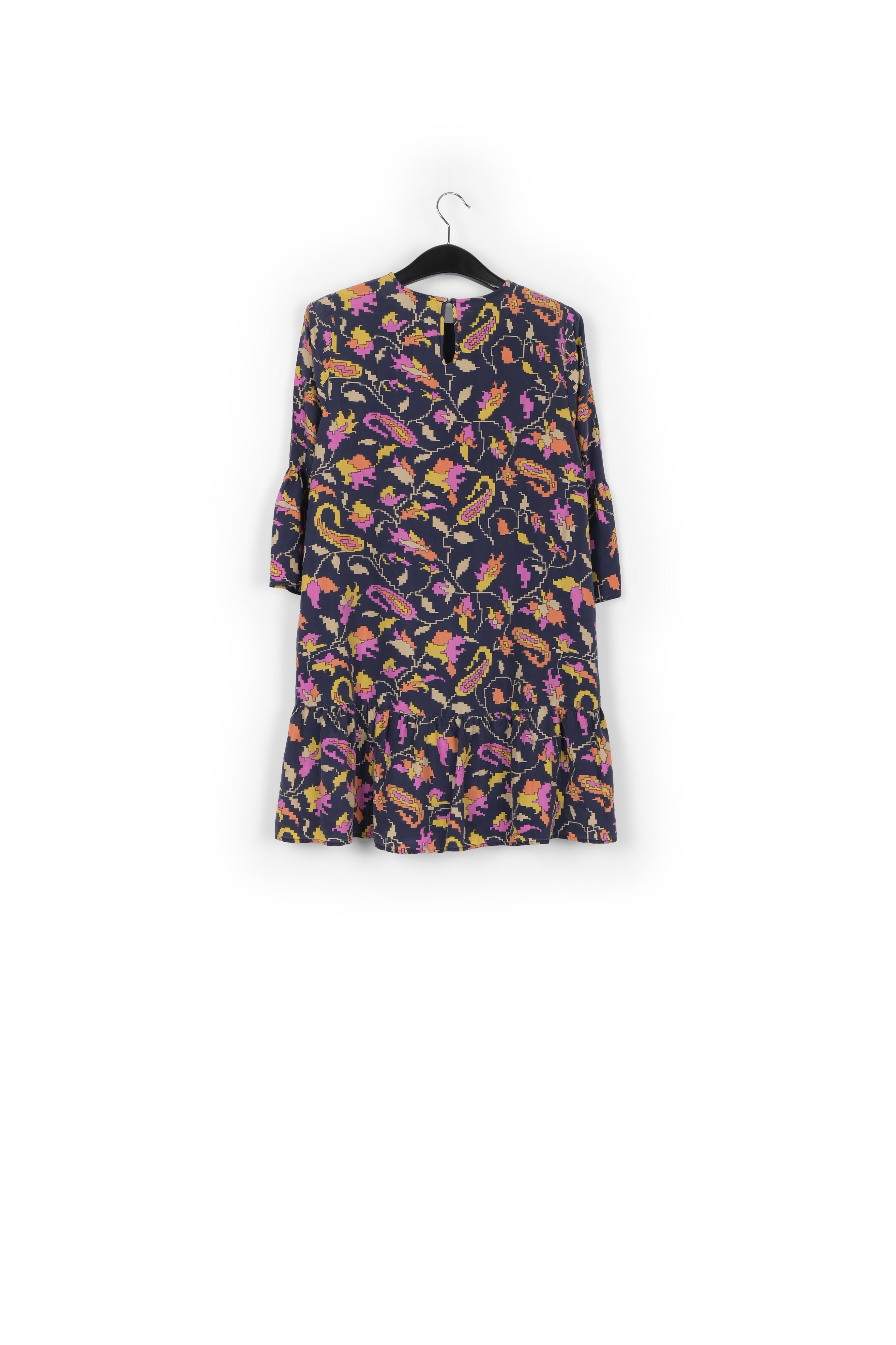 Brown silk dress with flower print RE—SSENTIEL | Essentiel second hand