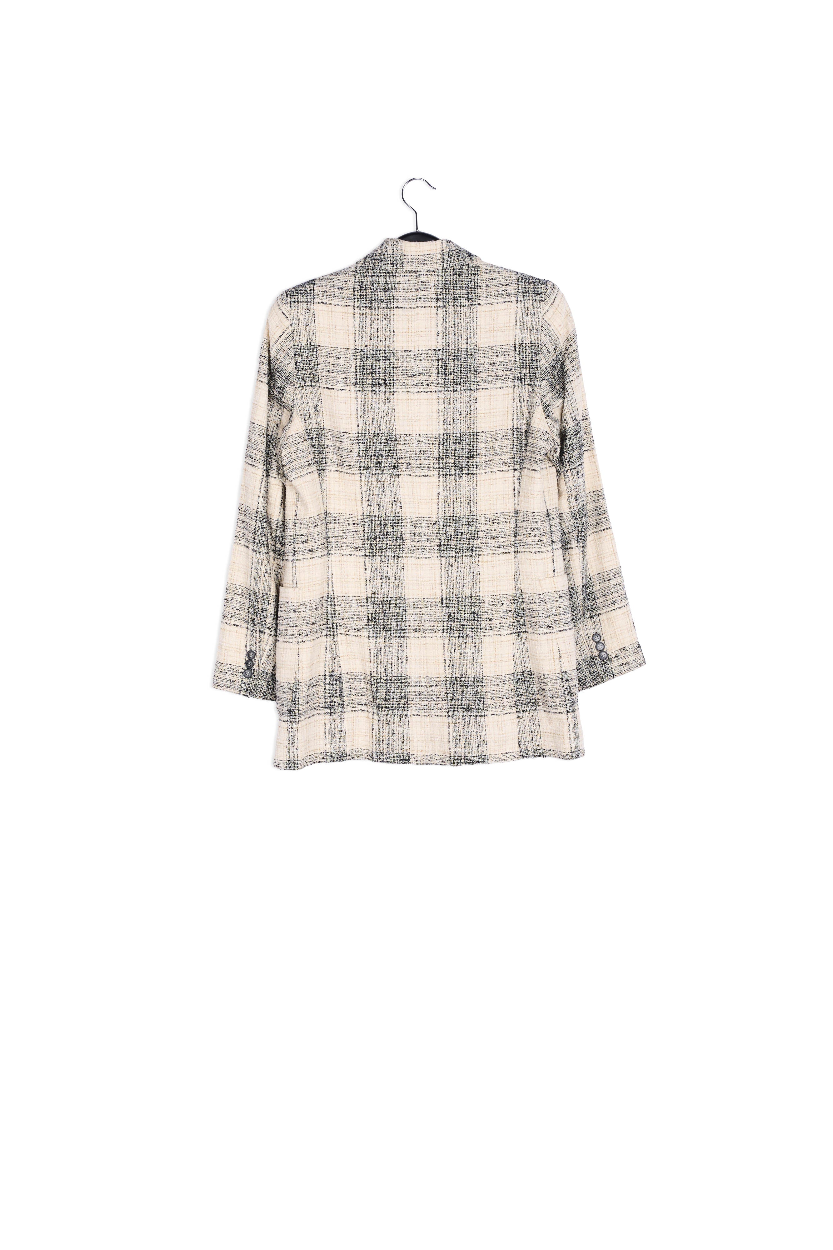 Off-white oversized checked tweed blazer RE—SSENTIEL | Essentiel second hand