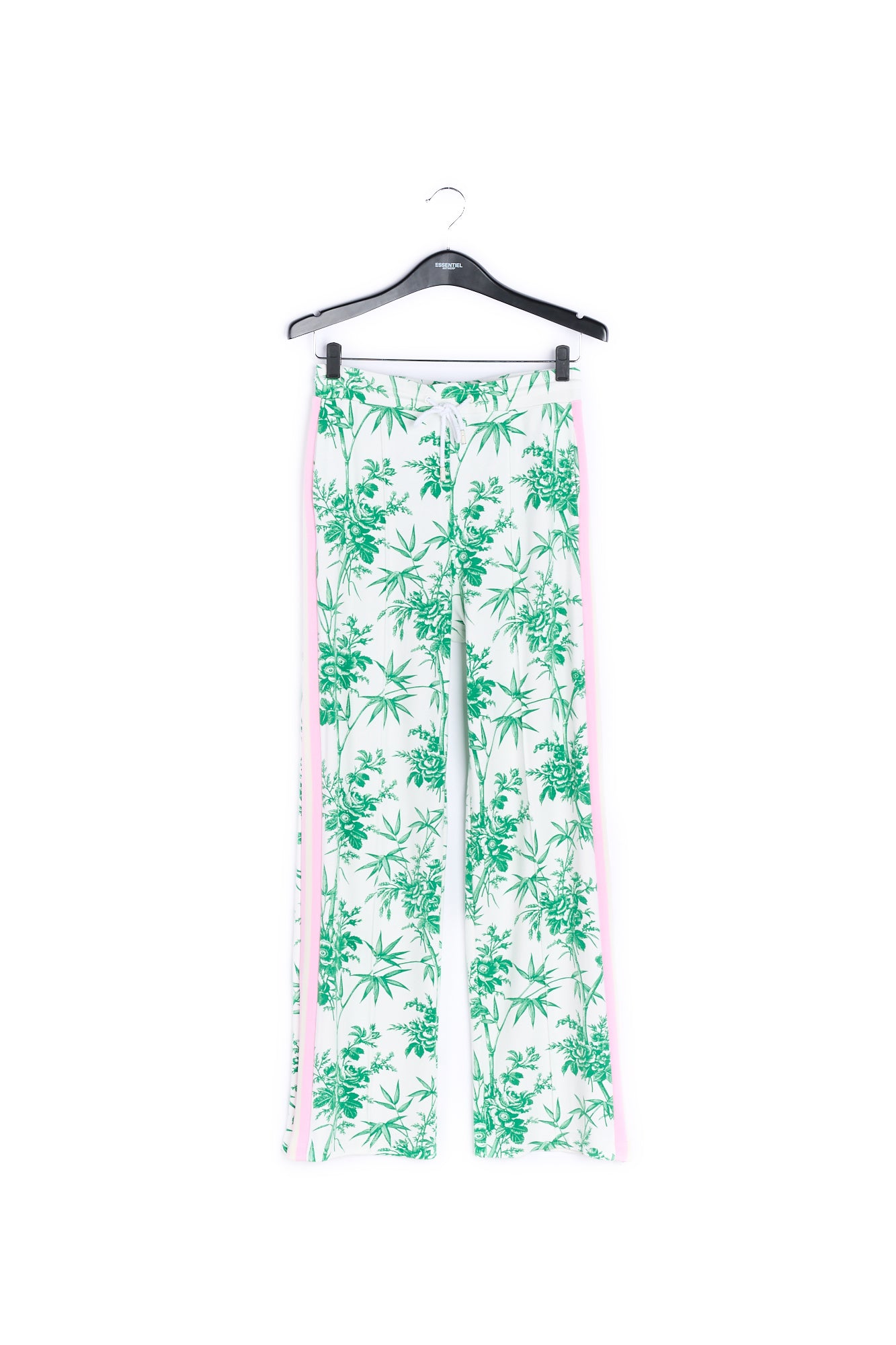 Classic white tracksuit bottoms with green print RE—SSENTIEL | Essentiel second hand