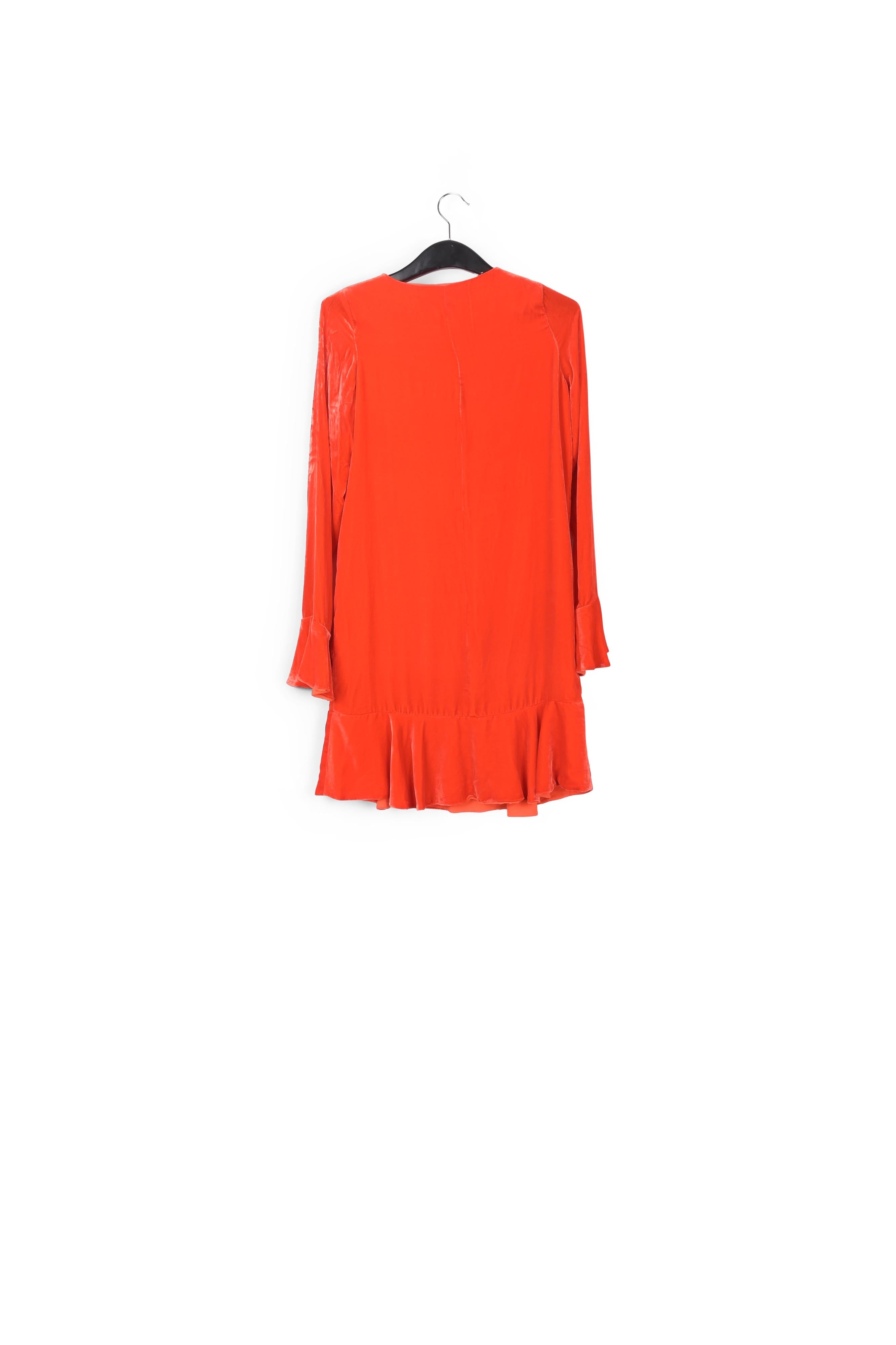 Mini robe en velours orange avec bas à volants RE—SSENTIEL | Essentiel second hand