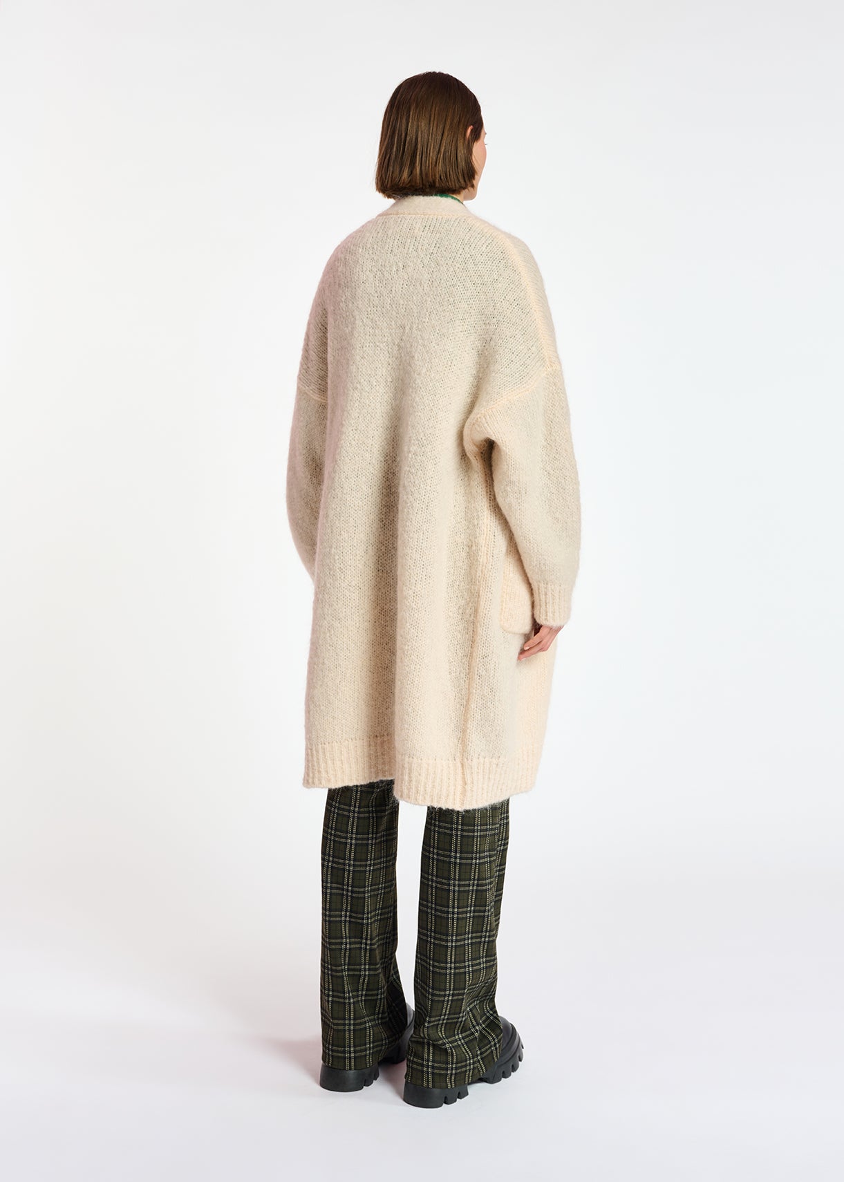 Off-white midi-length mohair-blend cardigan RE—SSENTIEL | Essentiel second hand