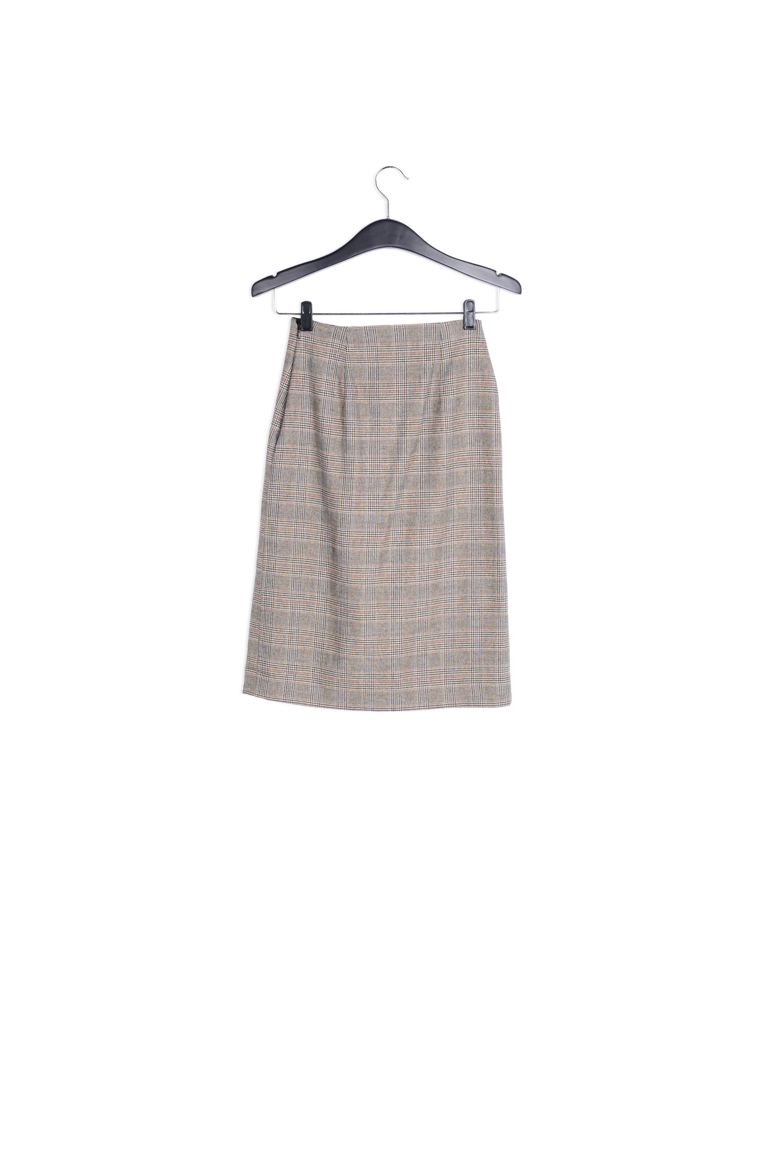 Jupe grise à carreaux avec fente volantée RE—SSENTIEL | Essentiel second hand