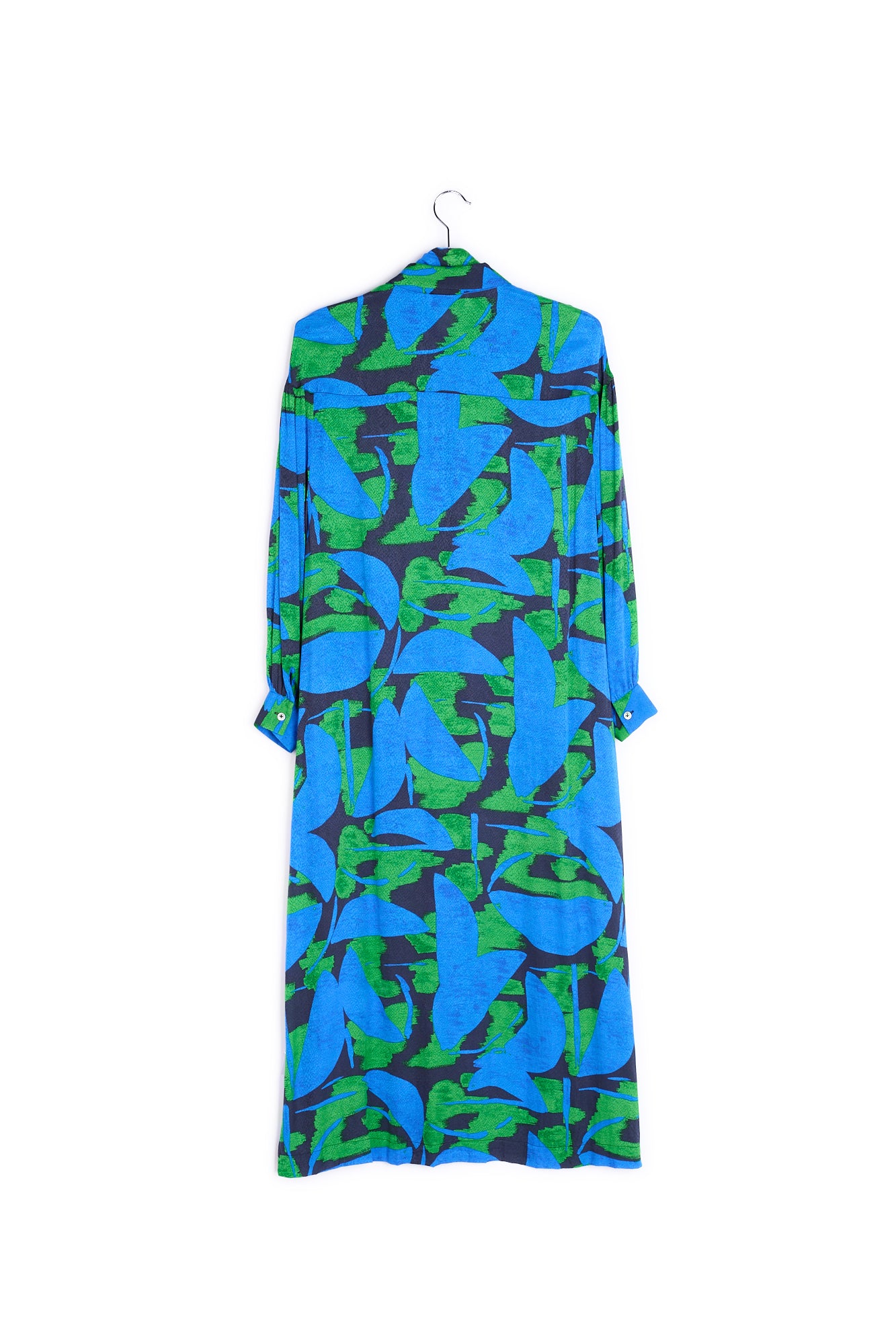 Blue, black and green abstract print midi dress RE—SSENTIEL | Essentiel second hand