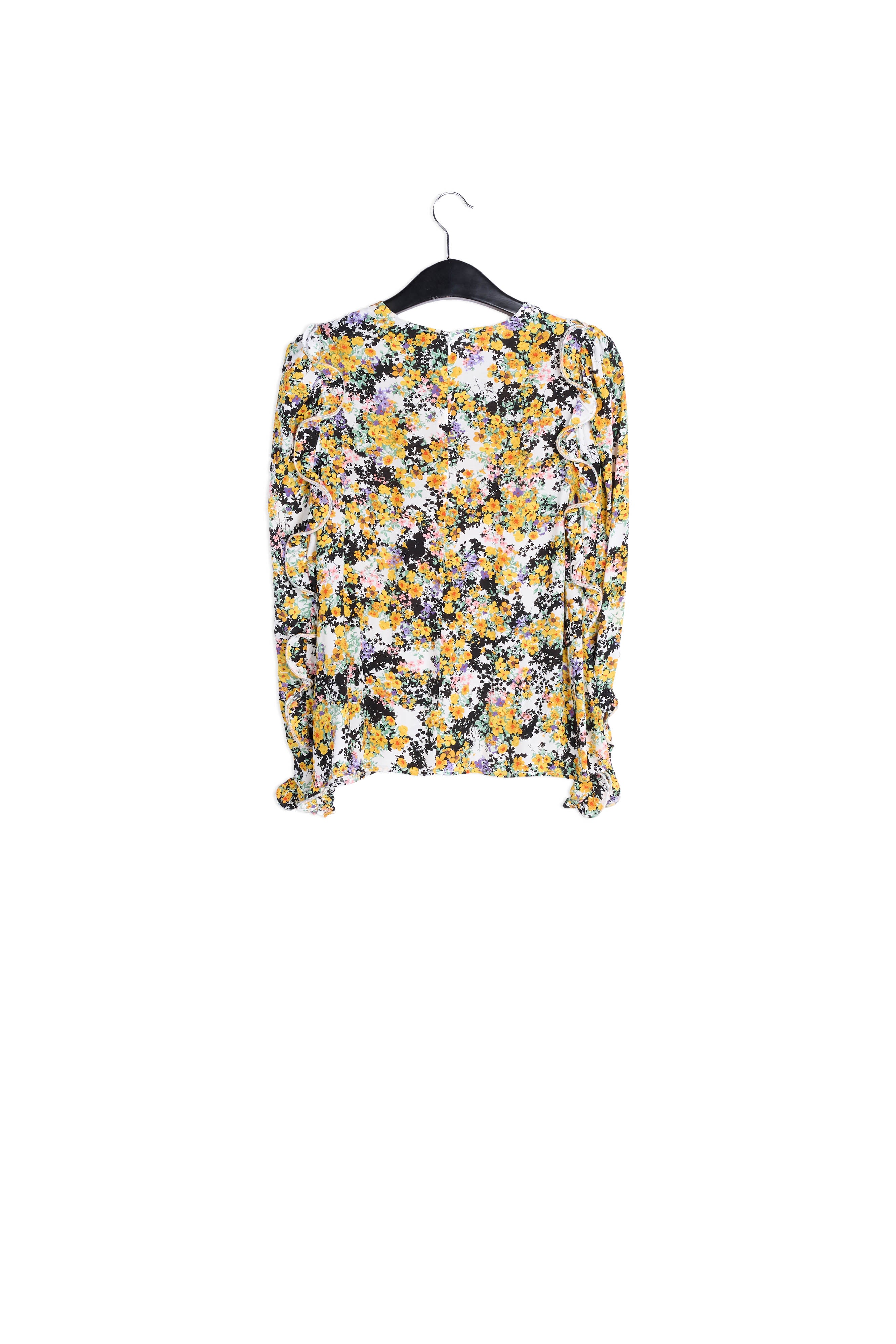 Off-white ruffled floral-print top RE—SSENTIEL | Essentiel second hand