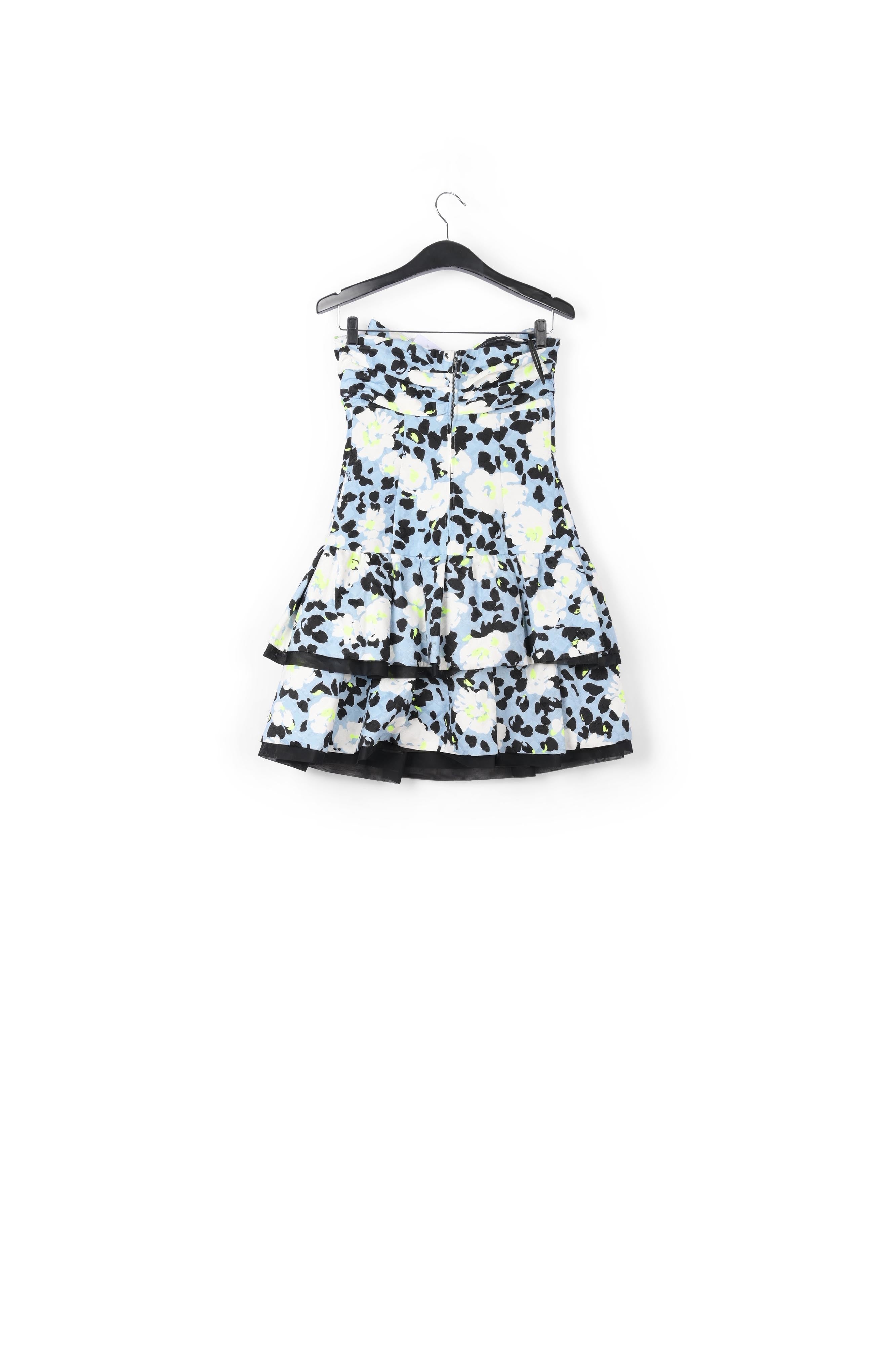 Light blue strapless floral-print mini dress RE—SSENTIEL | Essentiel second hand