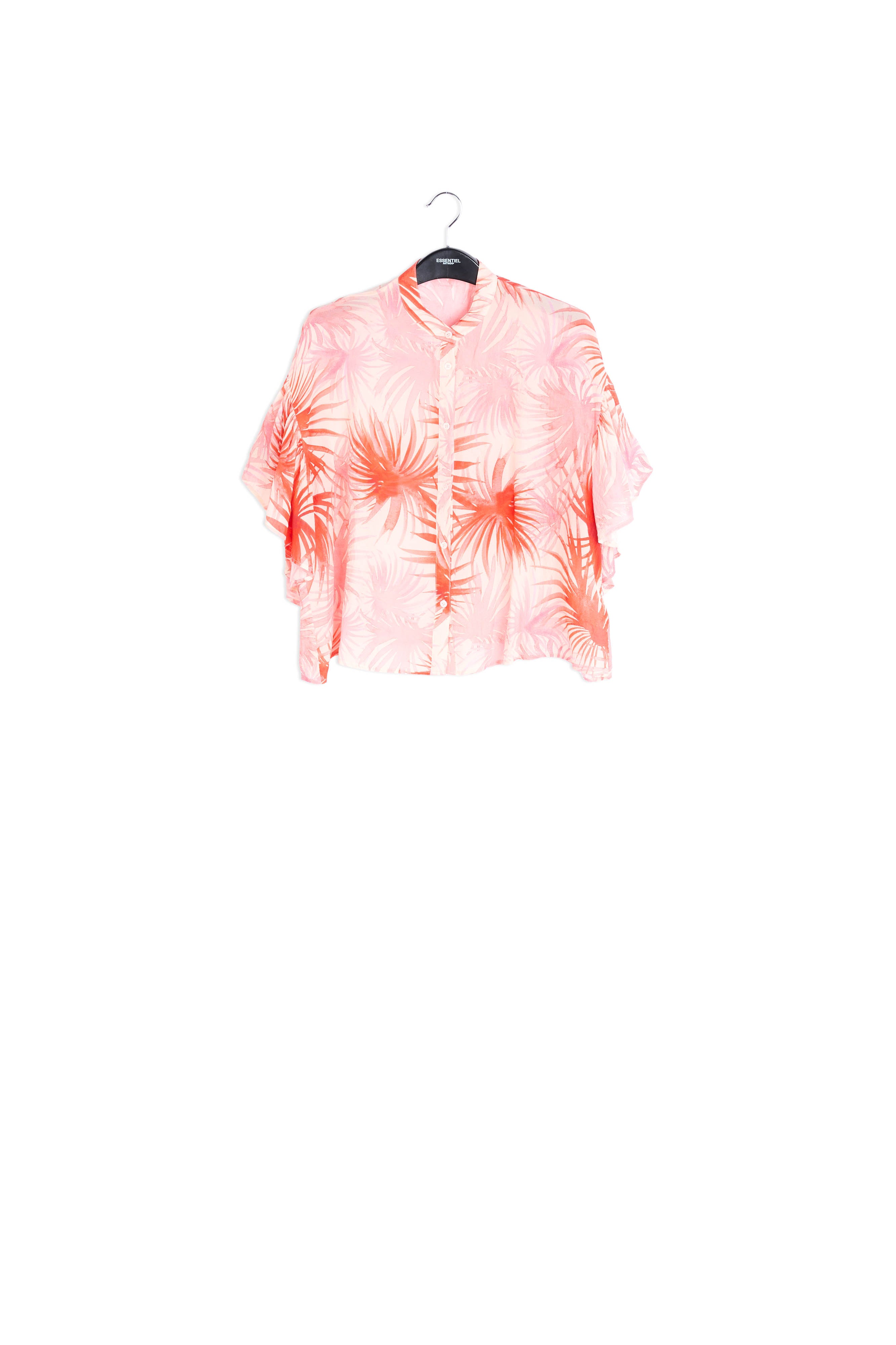 Oranje top met volants en palmbladprint RE—SSENTIEL | Essentiel second hand