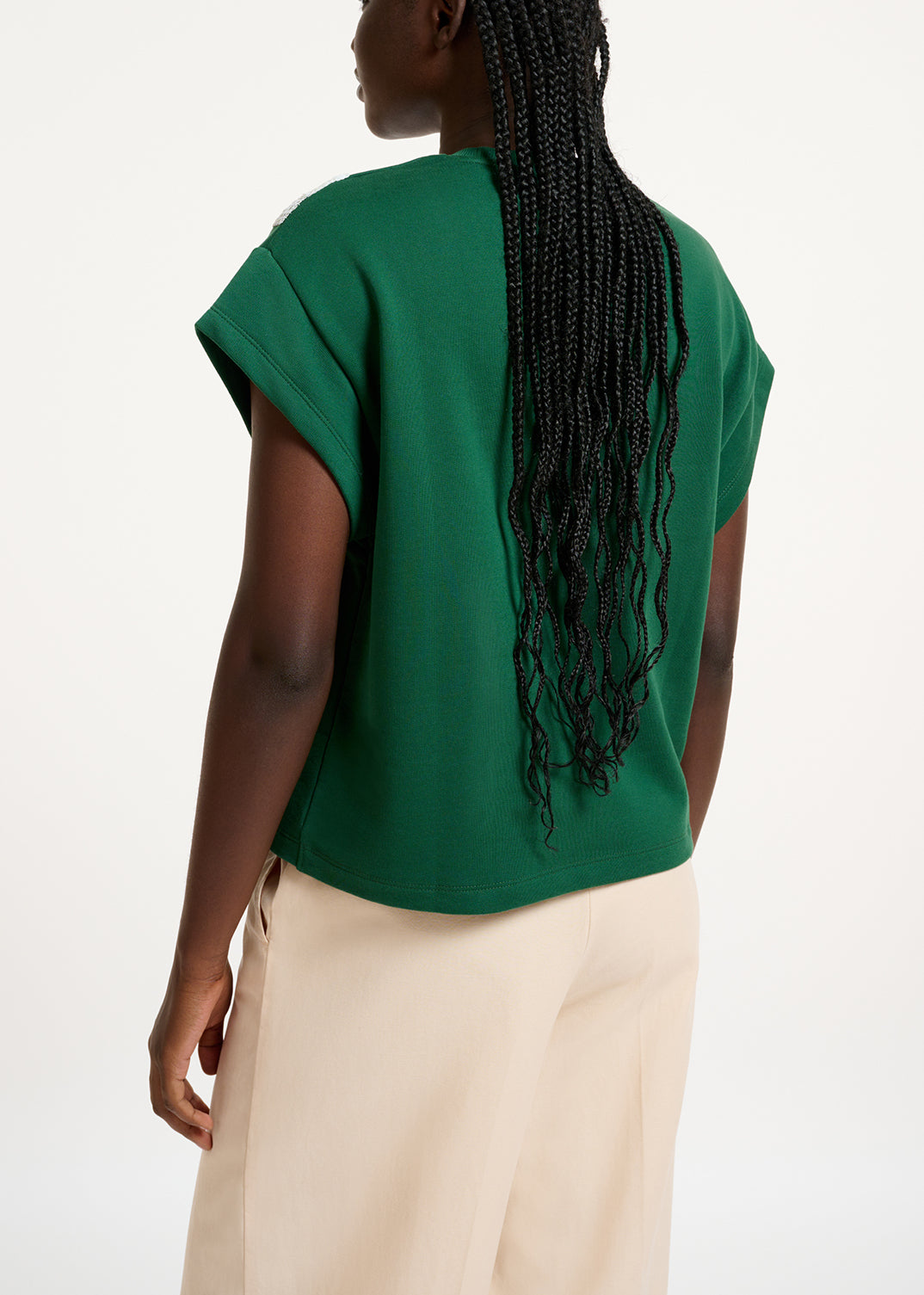 Sweatshirt vert foncé à  manches courtes et paillettes RE—SSENTIEL | Essentiel second hand