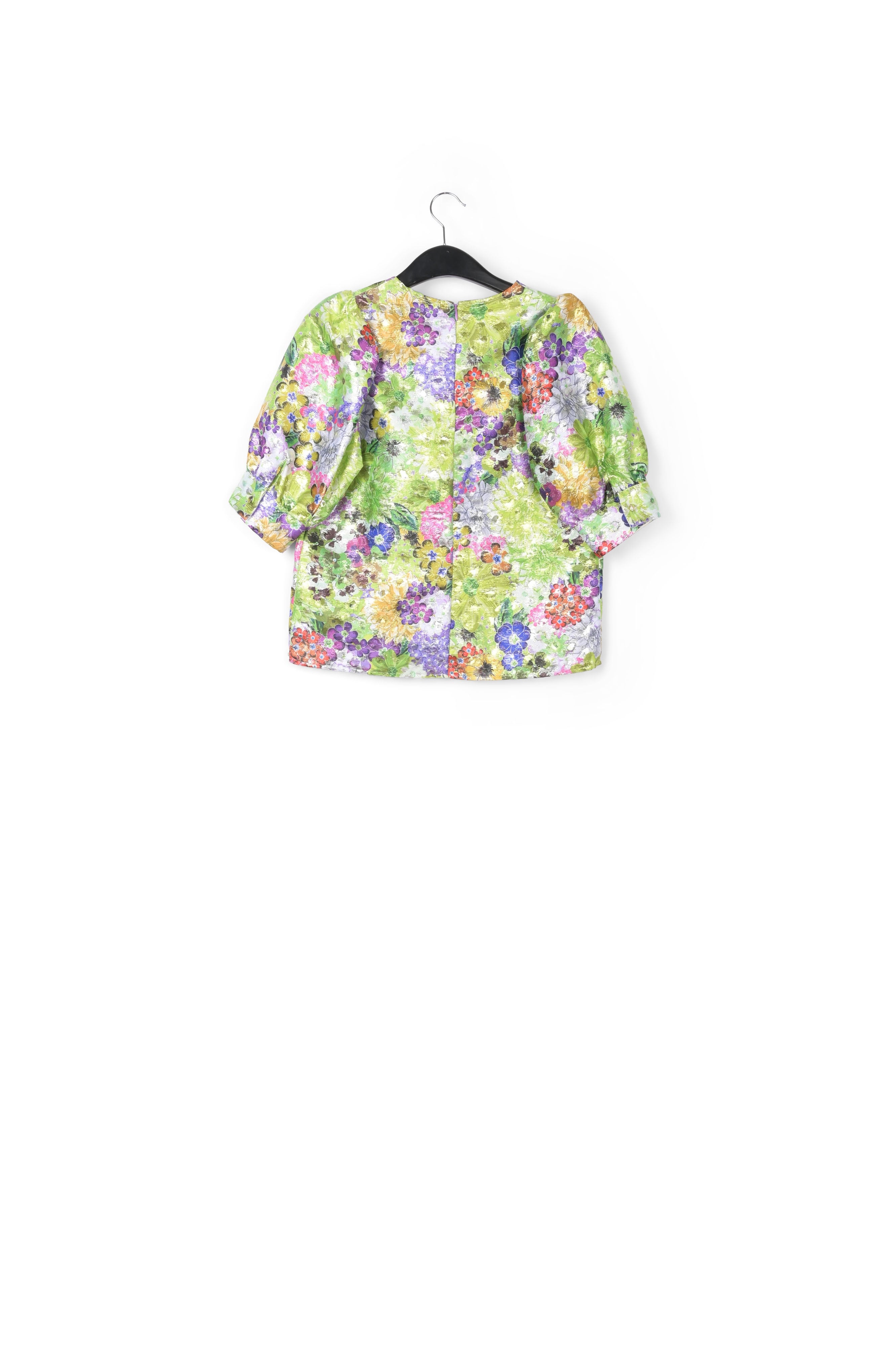 Multicolored floral-print puff sleeve top RE—SSENTIEL | Essentiel second hand