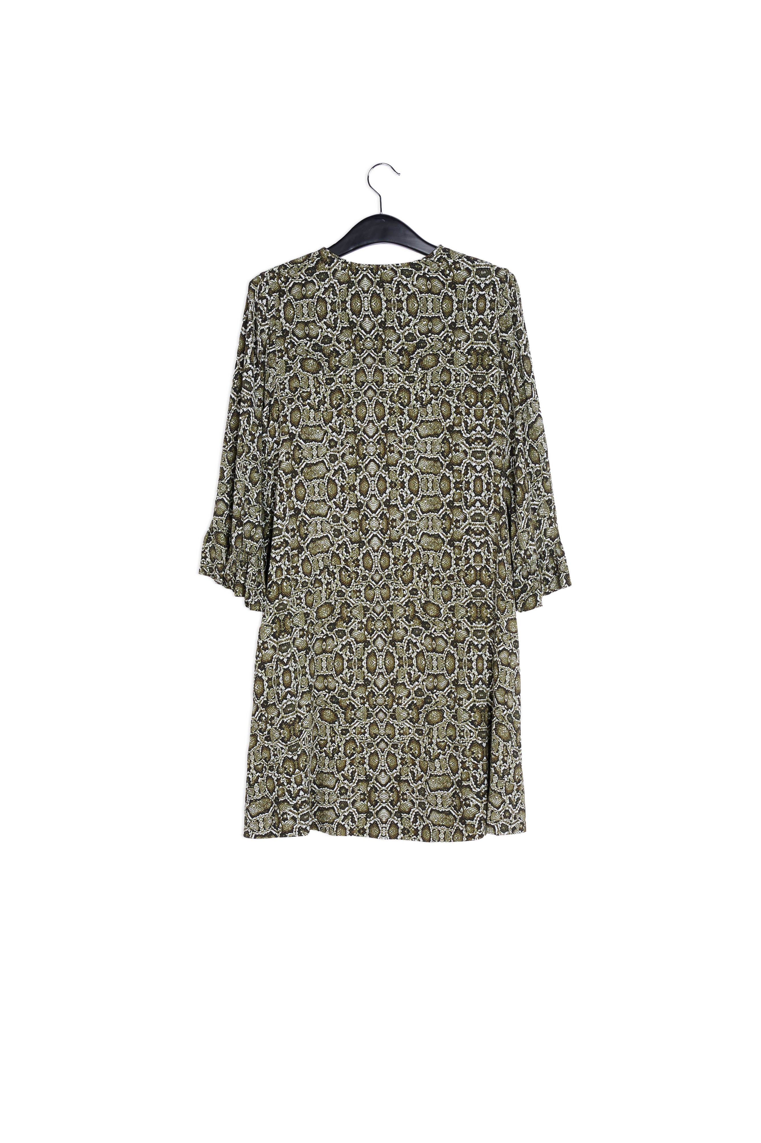 Kakigroene mini-jurk met slangenprint RE—SSENTIEL | Essentiel second hand