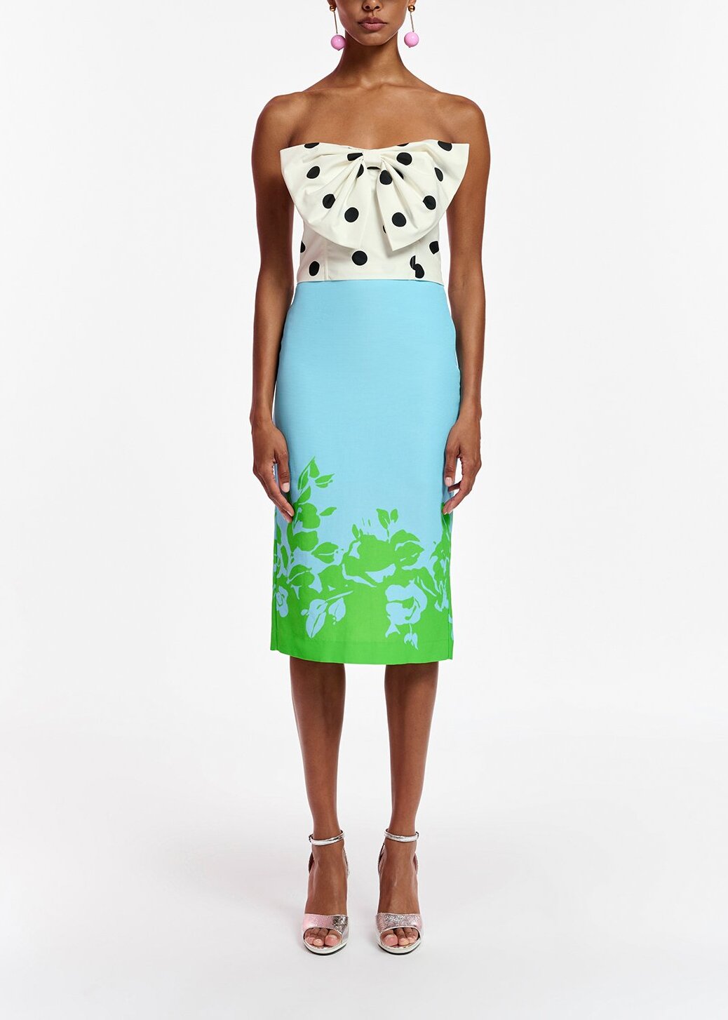 Blue and green floral print midi skirt RE—SSENTIEL | Essentiel second hand