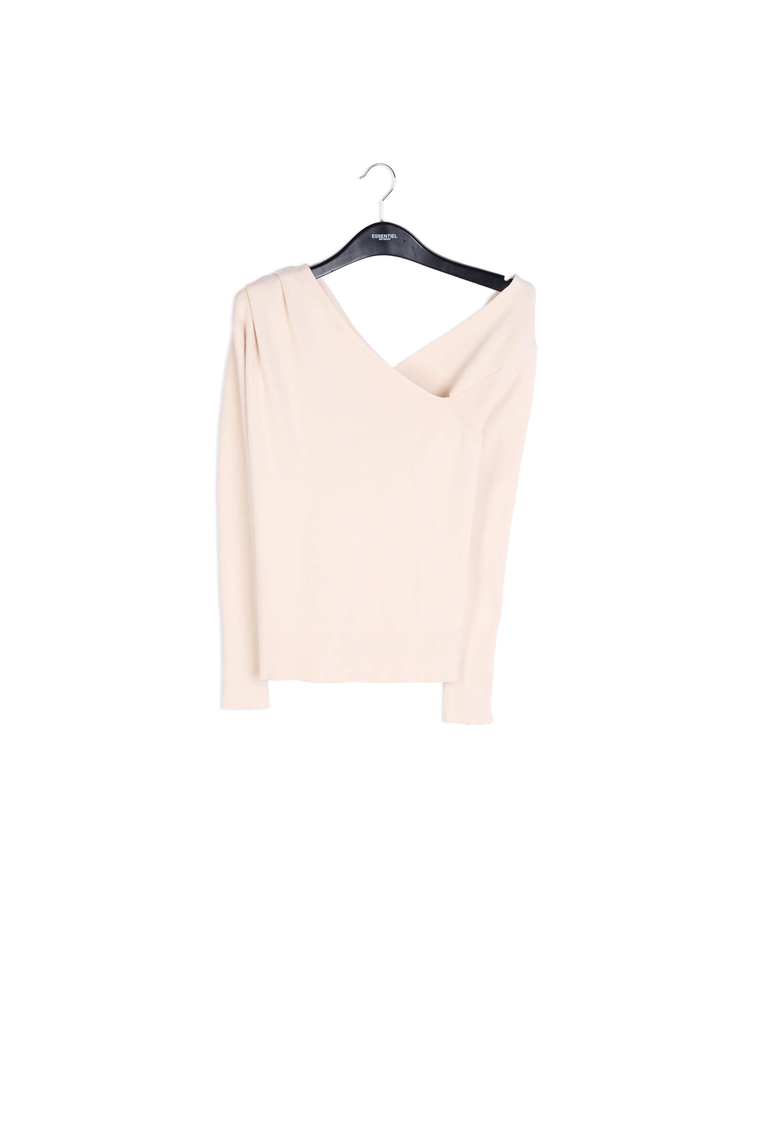 Off-white rib-knitted sweater with asymmetric neckline RE—SSENTIEL | Essentiel second hand