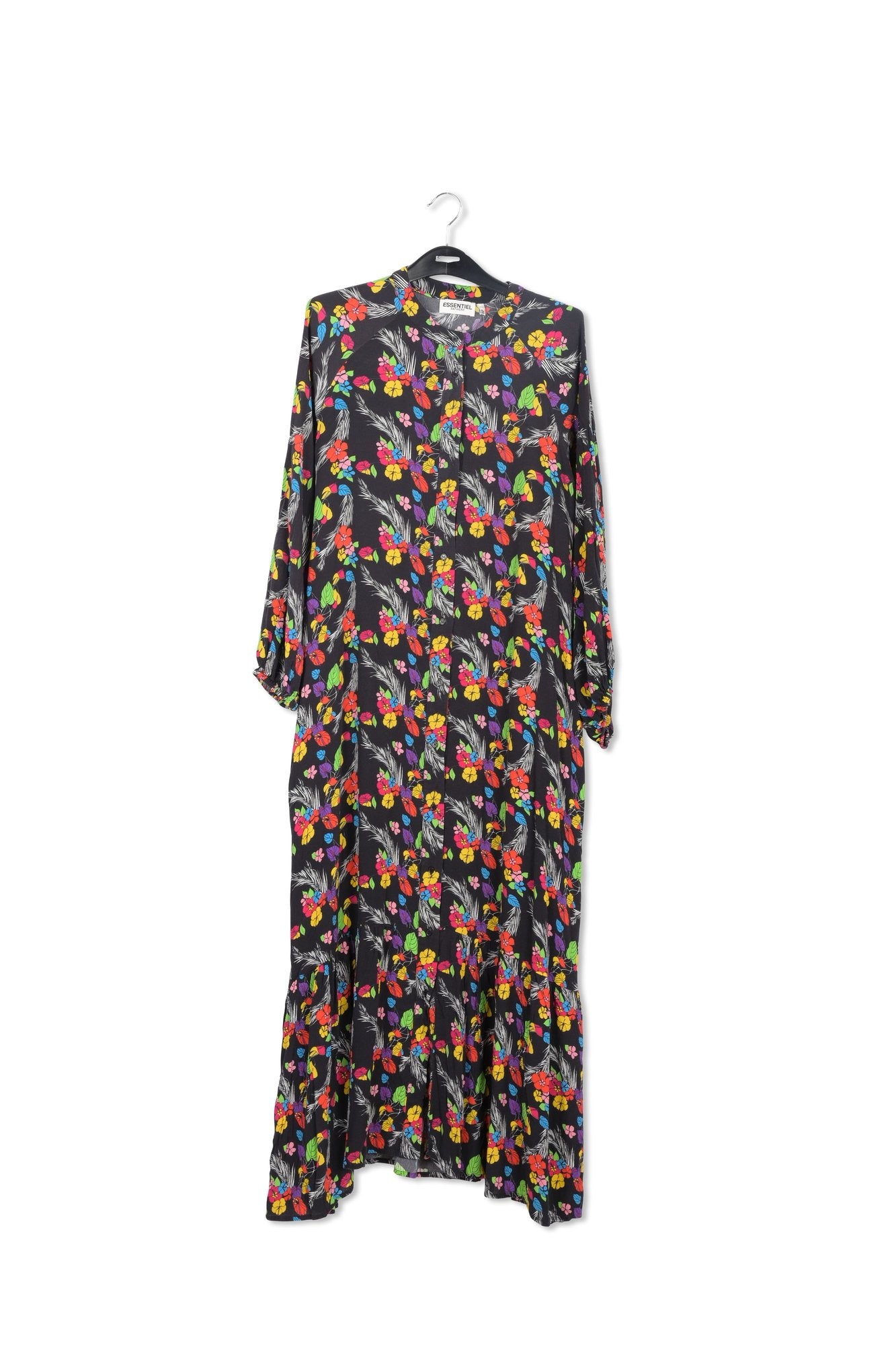 Robe maxi noire à imprimé tropical RE—SSENTIEL | Essentiel second hand