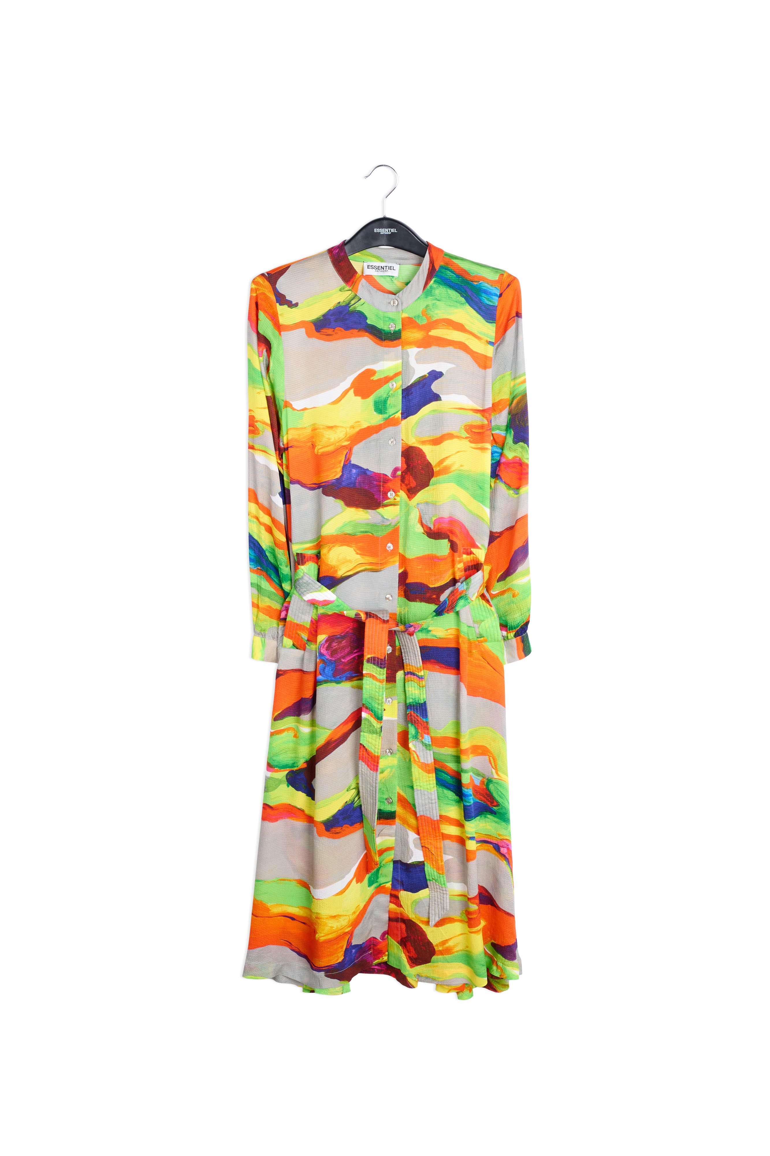Multicolor midi-length shirt dress with paint stroke print RE—SSENTIEL | Essentiel second hand