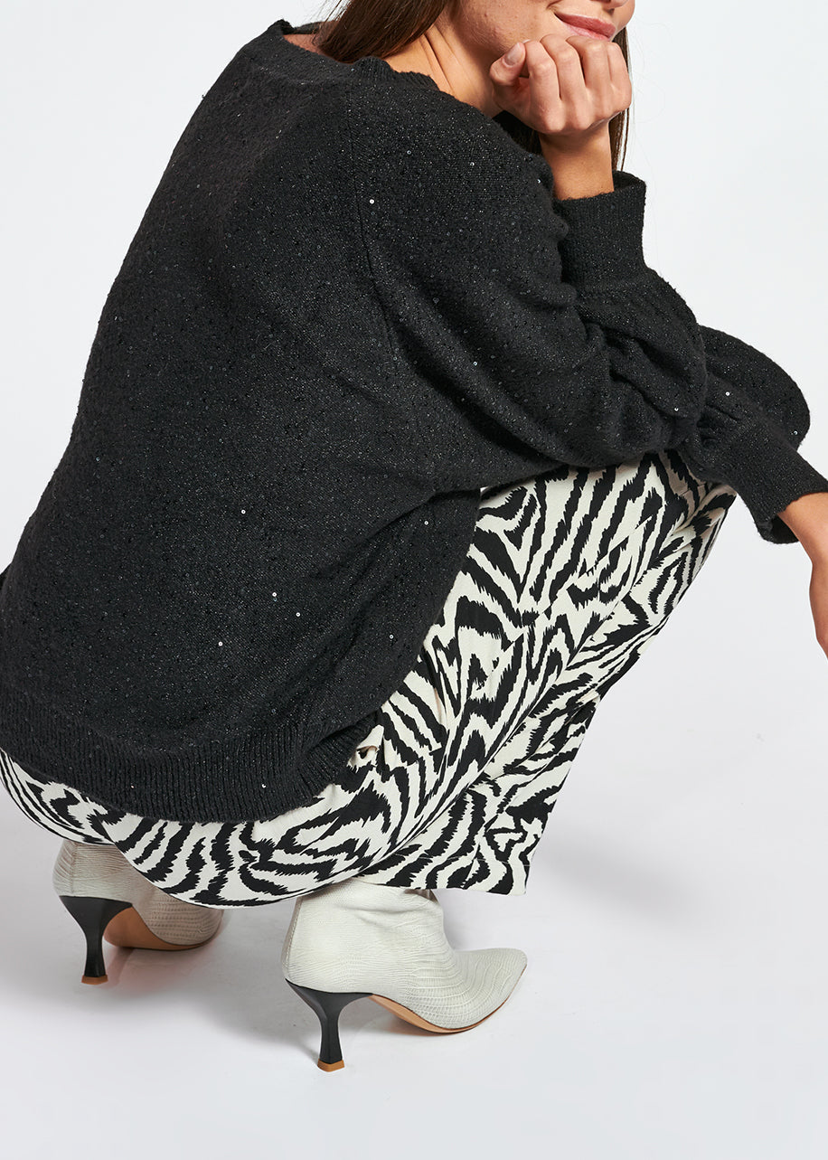 Black oversized sequined sweater RE—SSENTIEL | Essentiel second hand