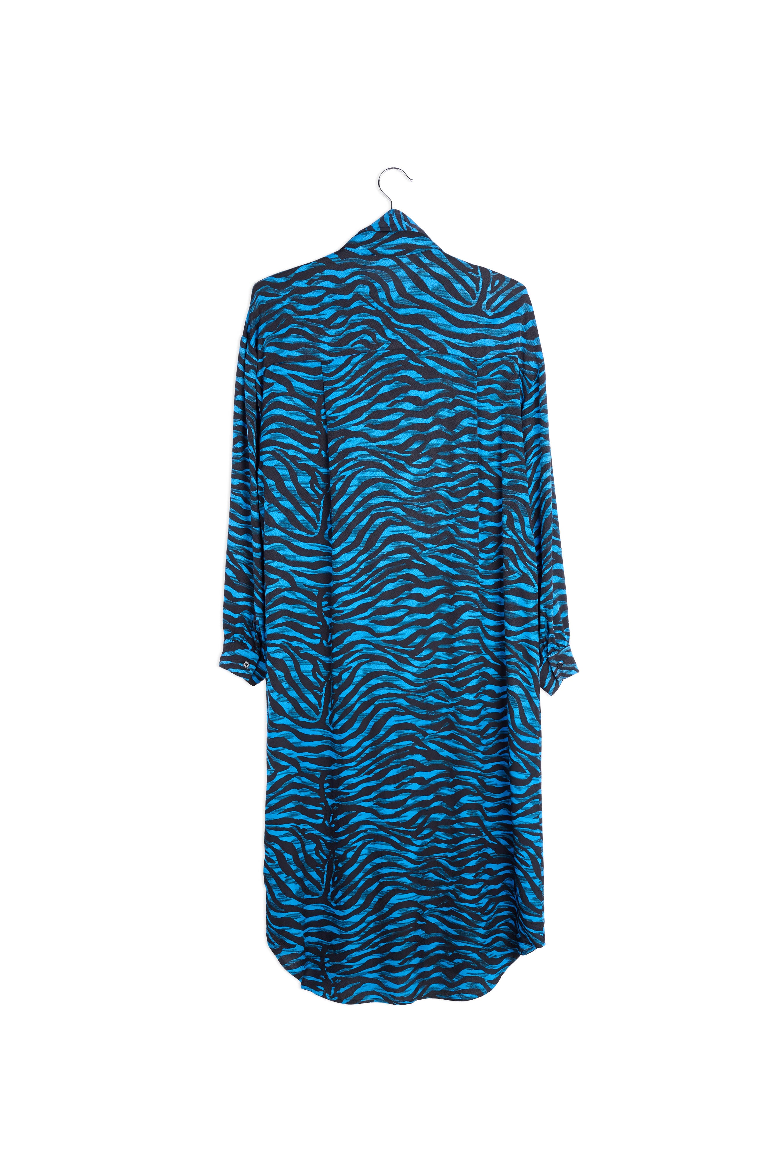 Black and blue zebra print midi shirt dress RE—SSENTIEL | Essentiel second hand
