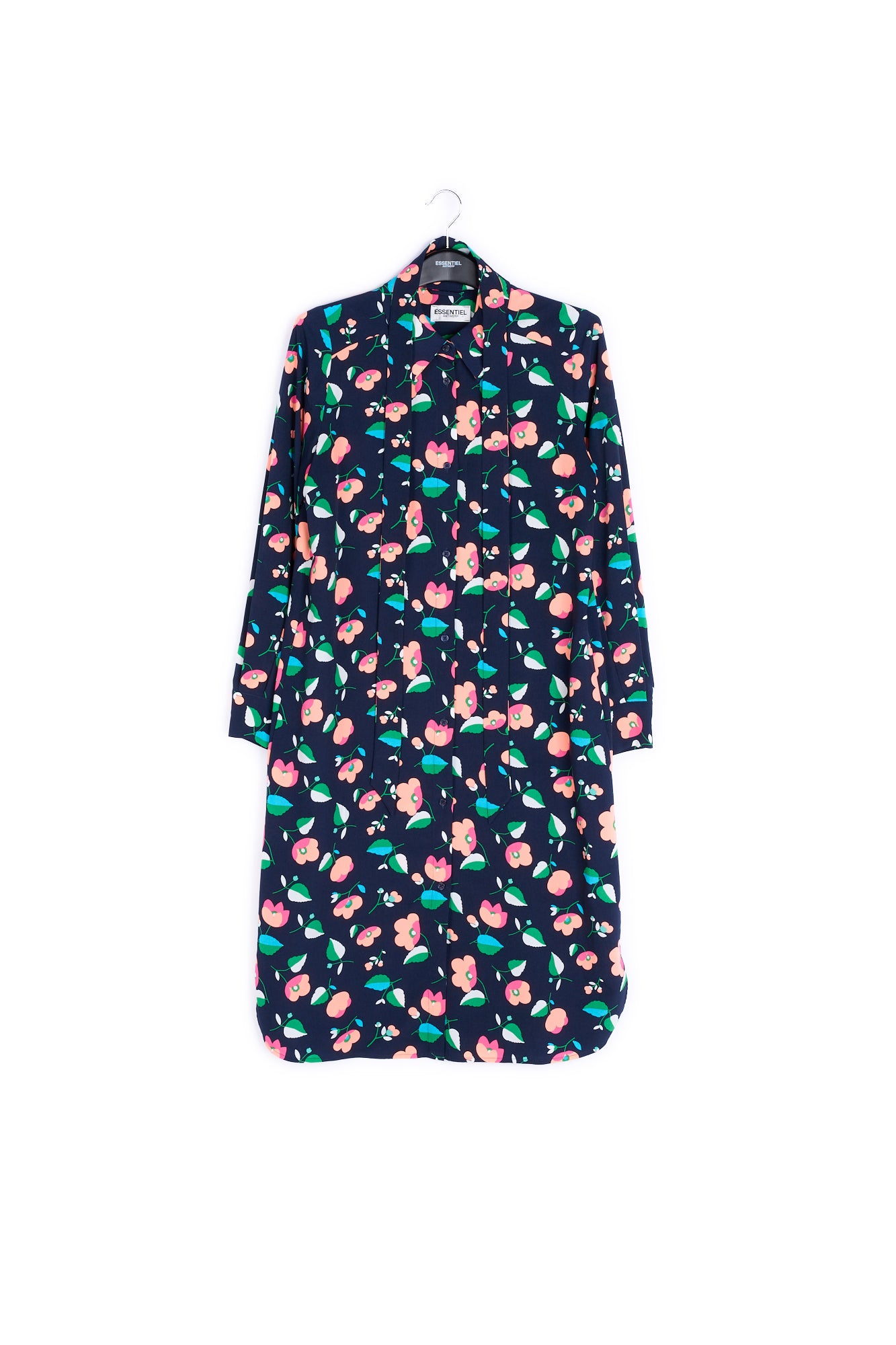 Navy blue floral shirt dress RE—SSENTIEL | Essentiel second hand