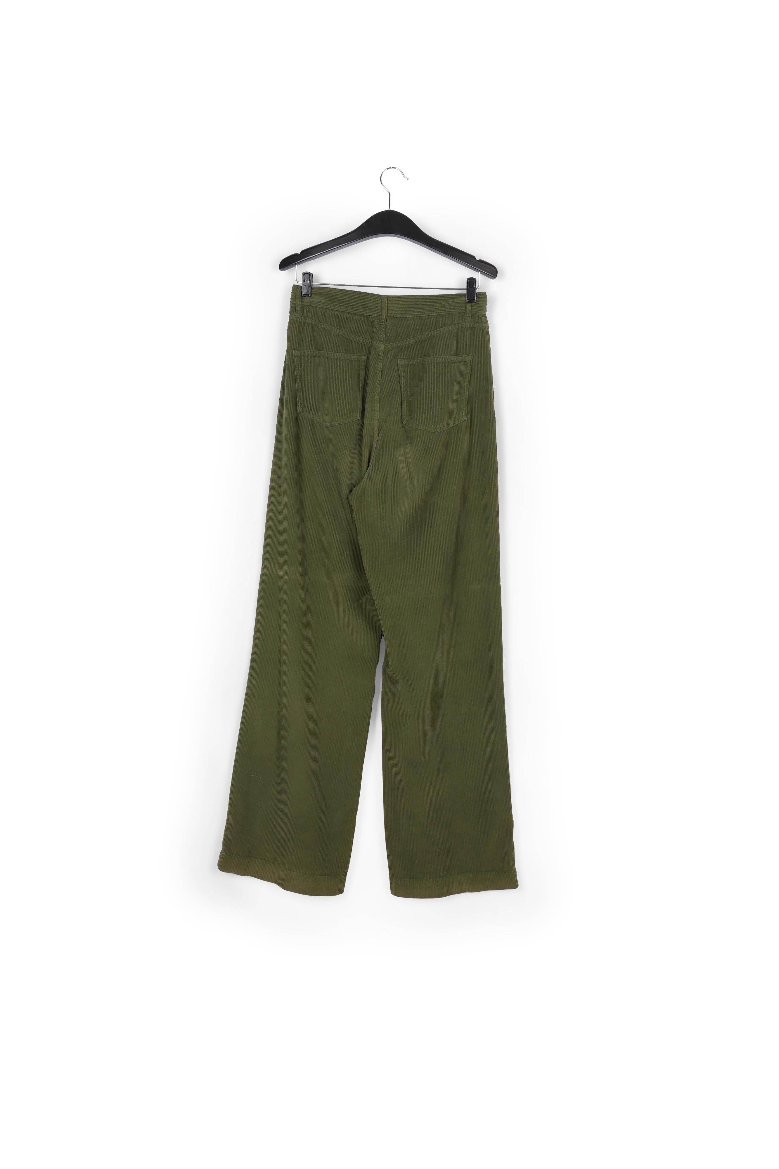 Pine green soft corduroy wide leg pants RE—SSENTIEL | Essentiel second hand