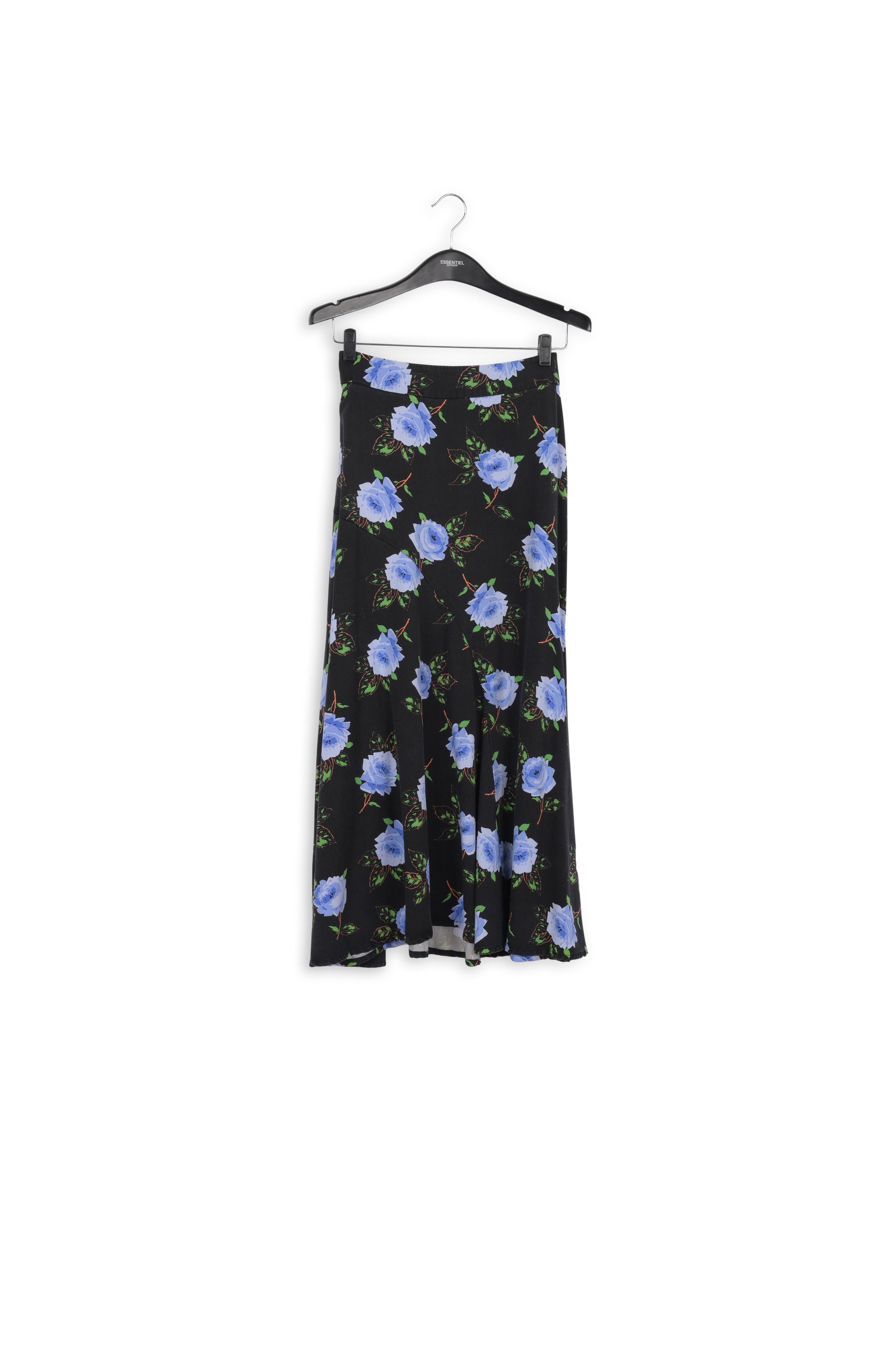 Schuin gesneden midirok met donkere bloemenprint RE—SSENTIEL | Essentiel second hand