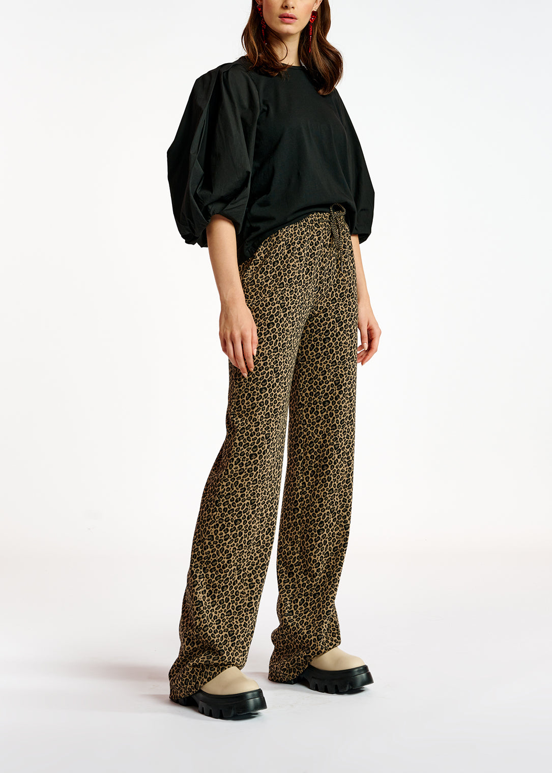Leopard motif jacquard-knit pants RE—SSENTIEL | Essentiel second hand