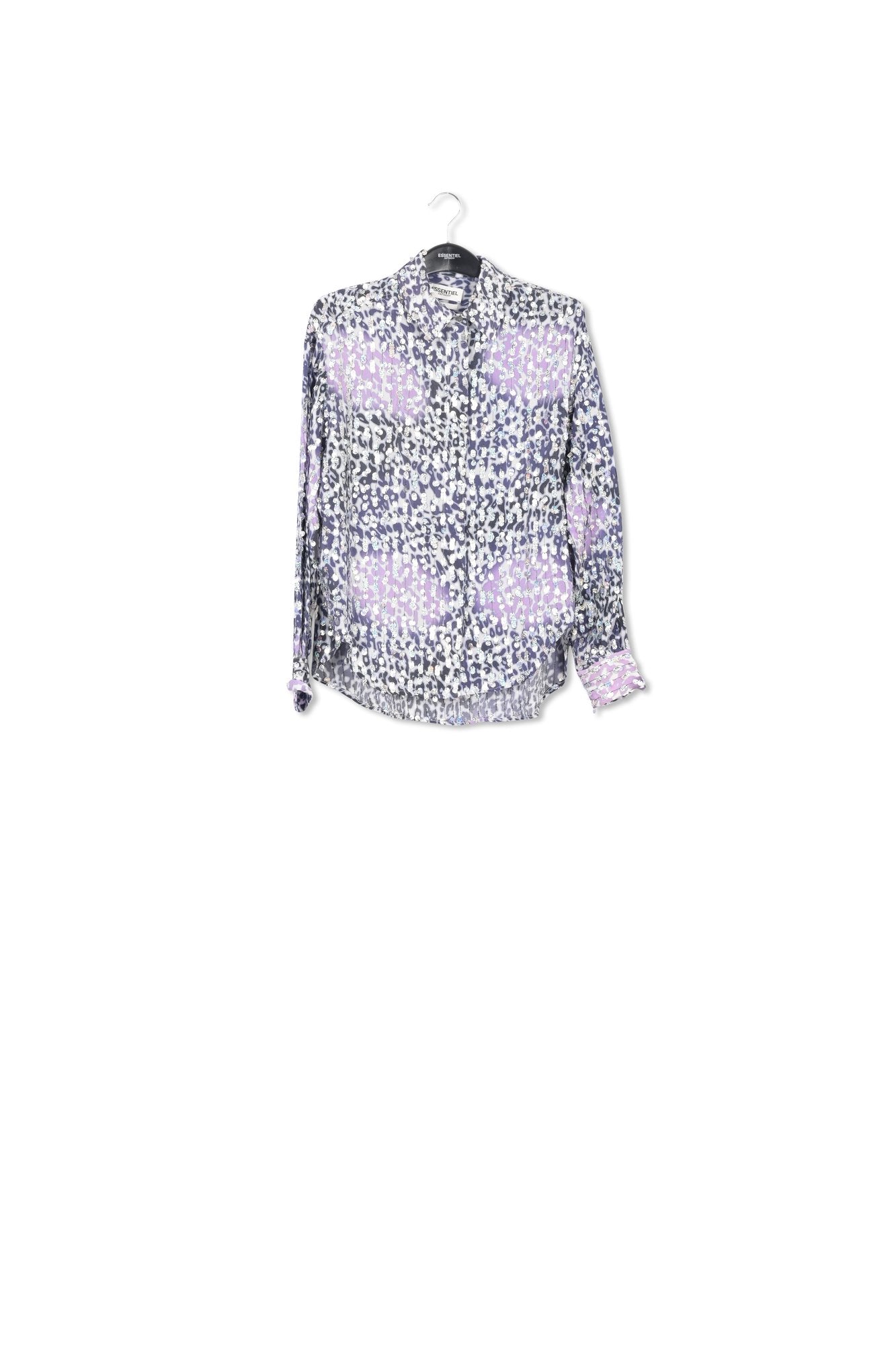 Off-white, lilac and purple leopard-print shirt with sequins RE—SSENTIEL | Essentiel second hand