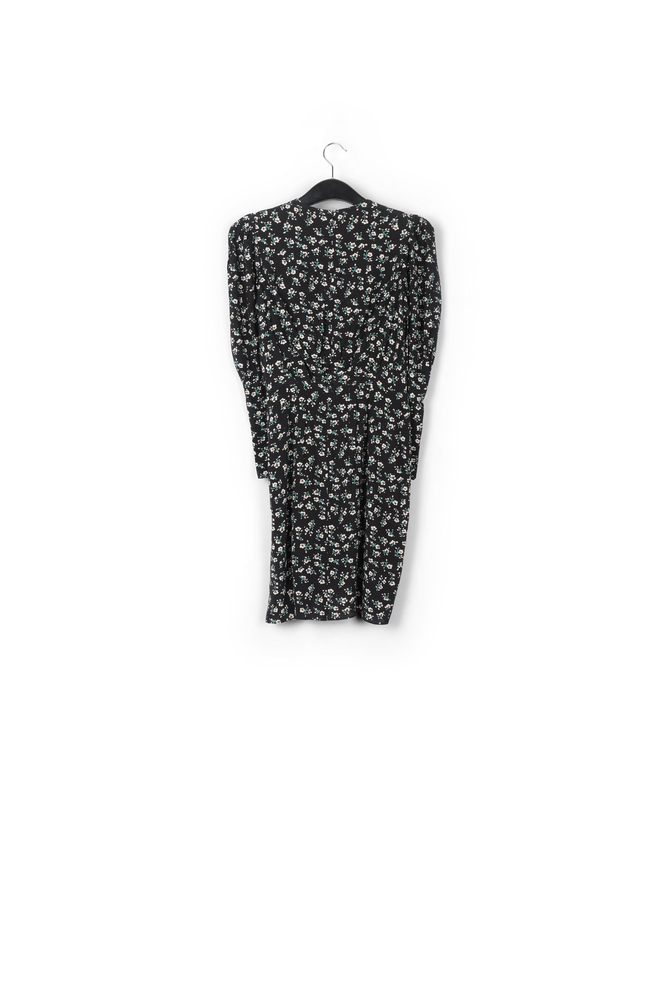 Mini robe cache-cœur noire à fleurs RE—SSENTIEL | Essentiel second hand