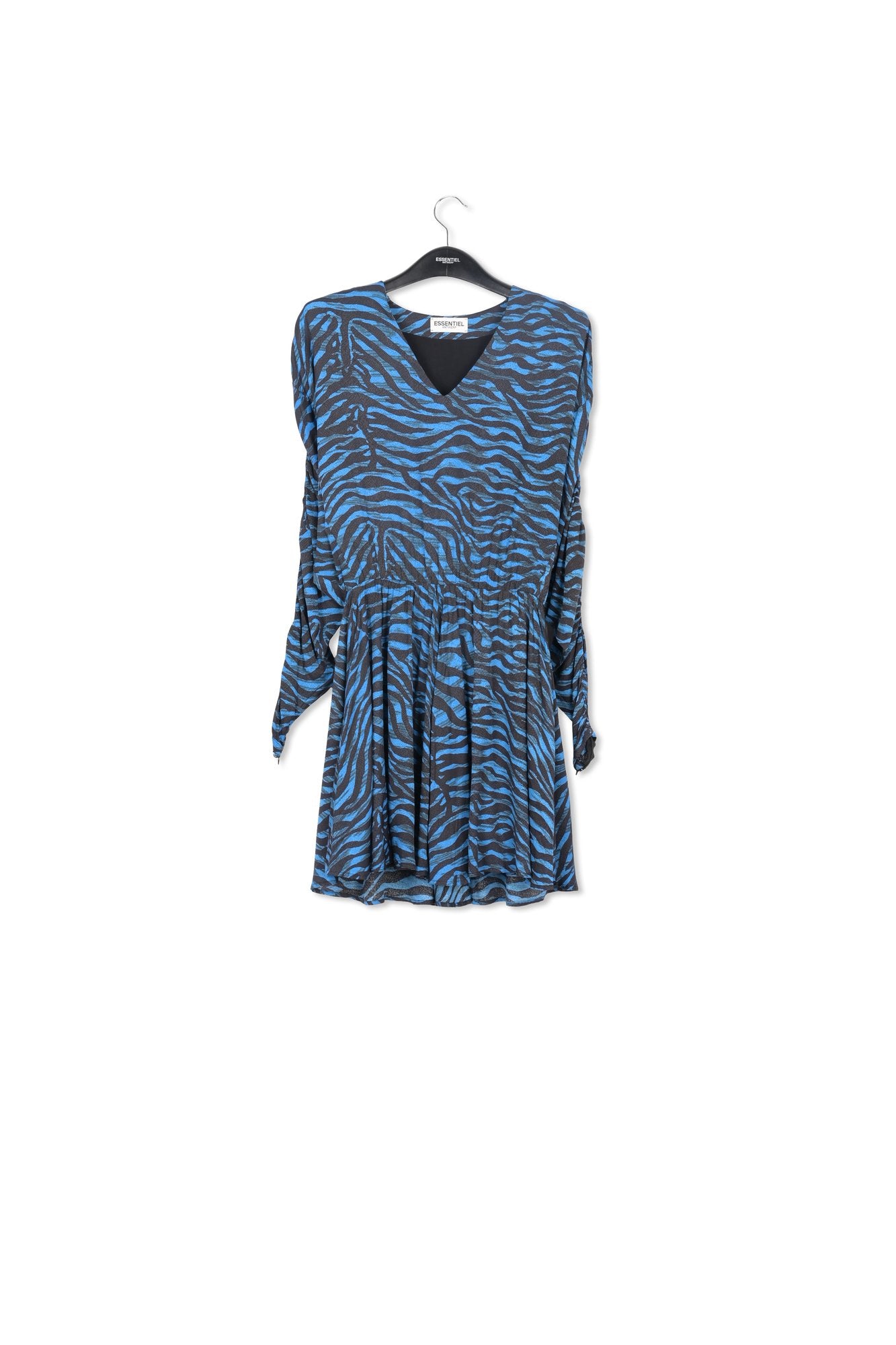 Mini-robe volumineuse zébrée turquoise et noir RE—SSENTIEL | Essentiel second hand