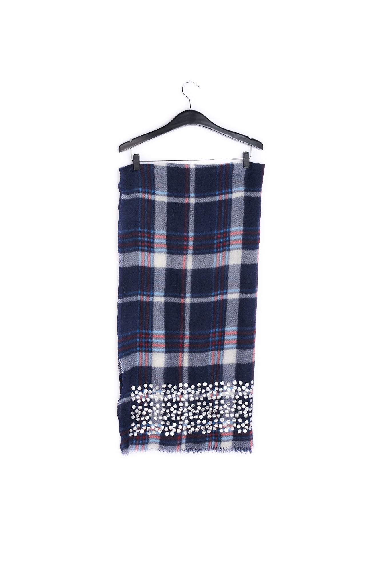 Light blue, wool tartan scarf RE—SSENTIEL | Essentiel second hand