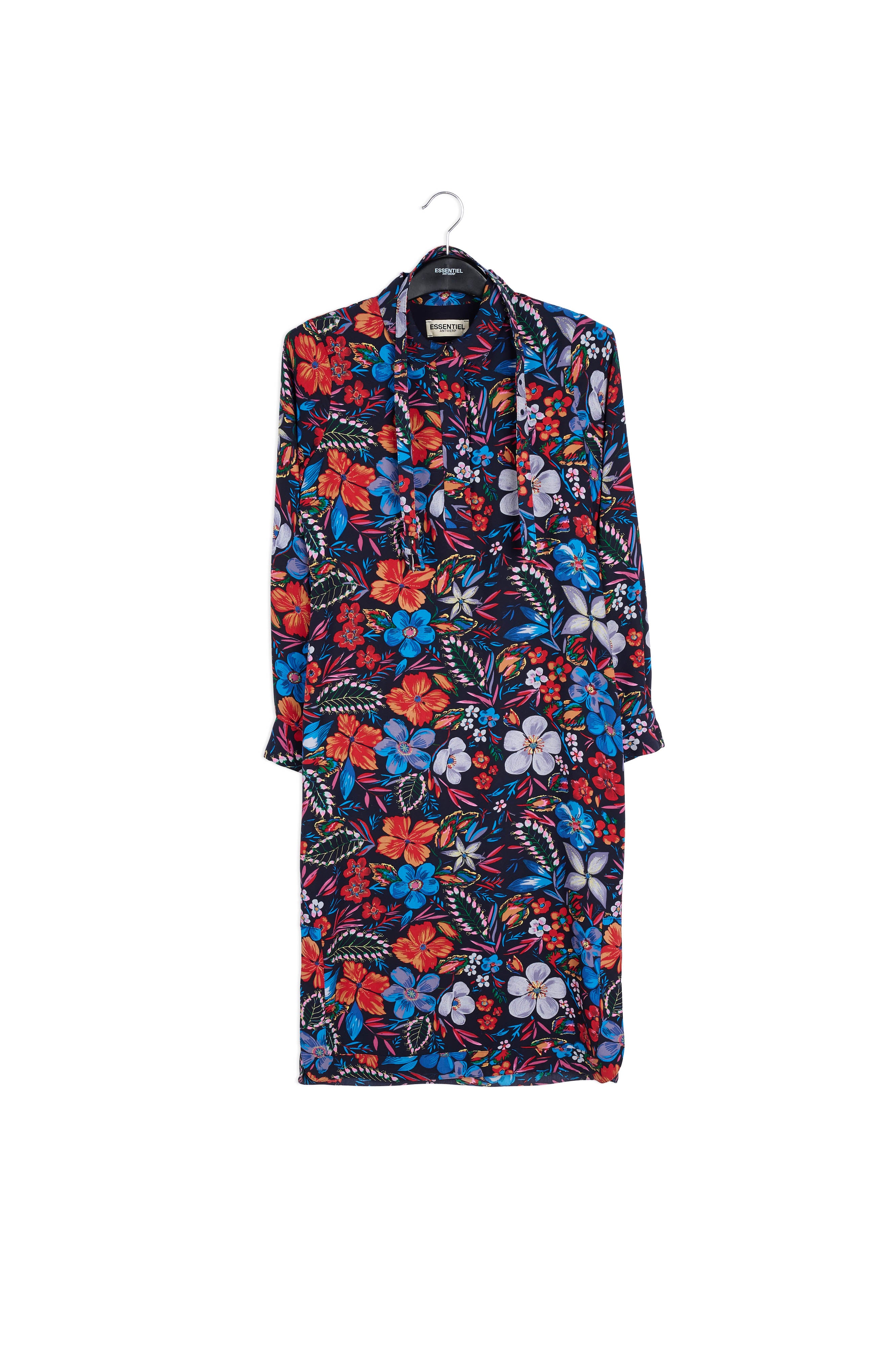 Dark blue floral shirt dress RE—SSENTIEL | Essentiel second hand
