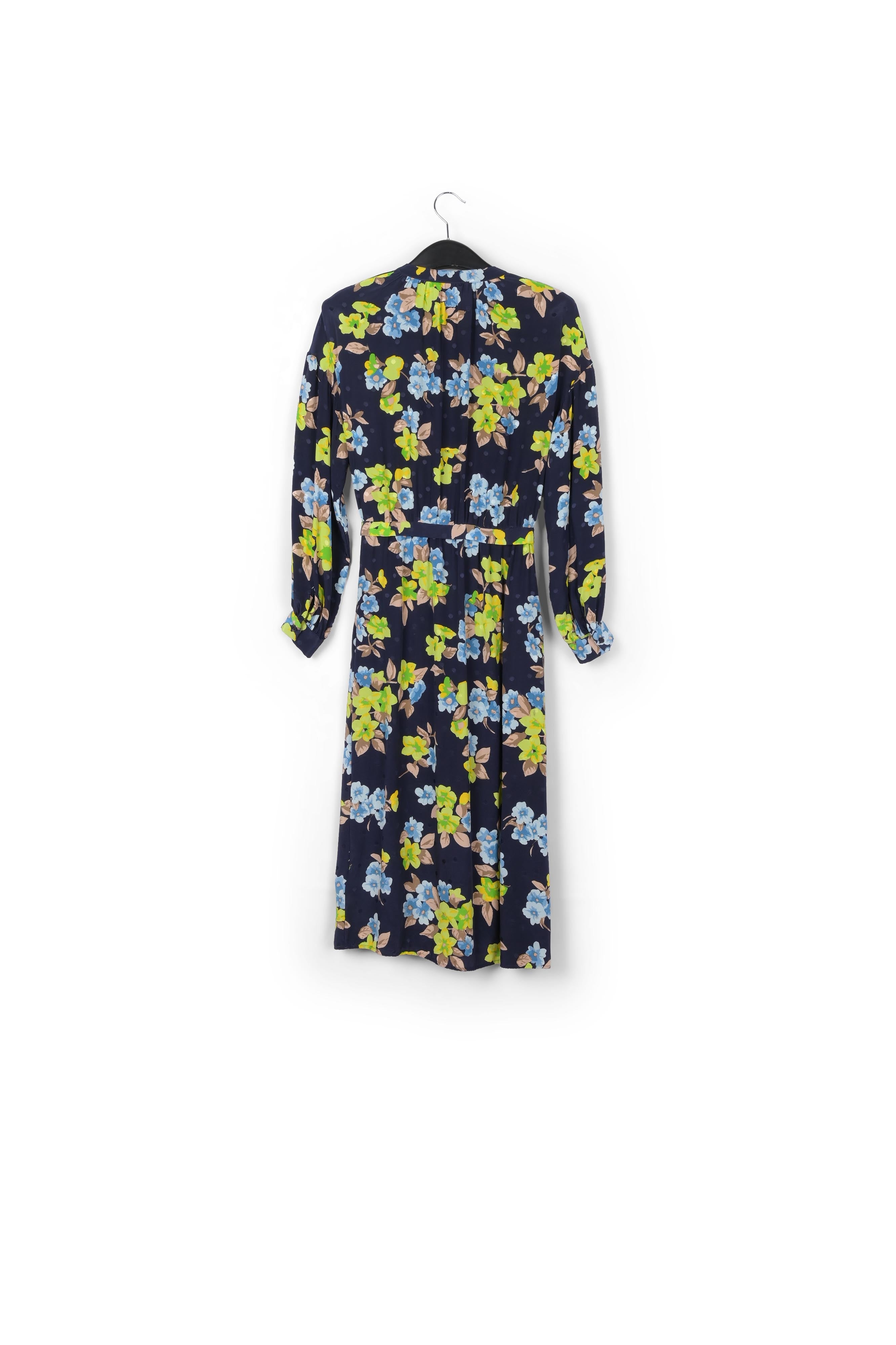 Dark blue floral and polka dot silk shirt dress RE—SSENTIEL | Essentiel second hand