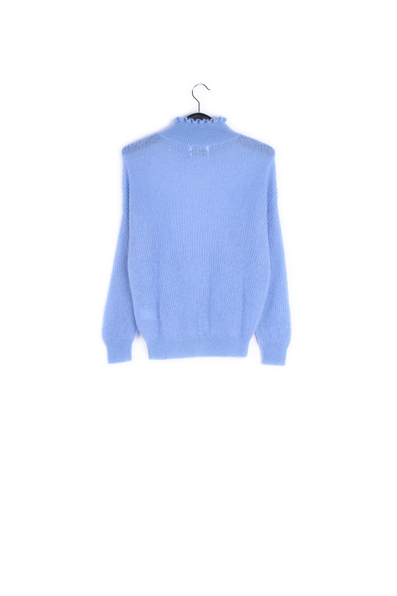 Light blue knit with high ruffled collar RE—SSENTIEL | Essentiel second hand