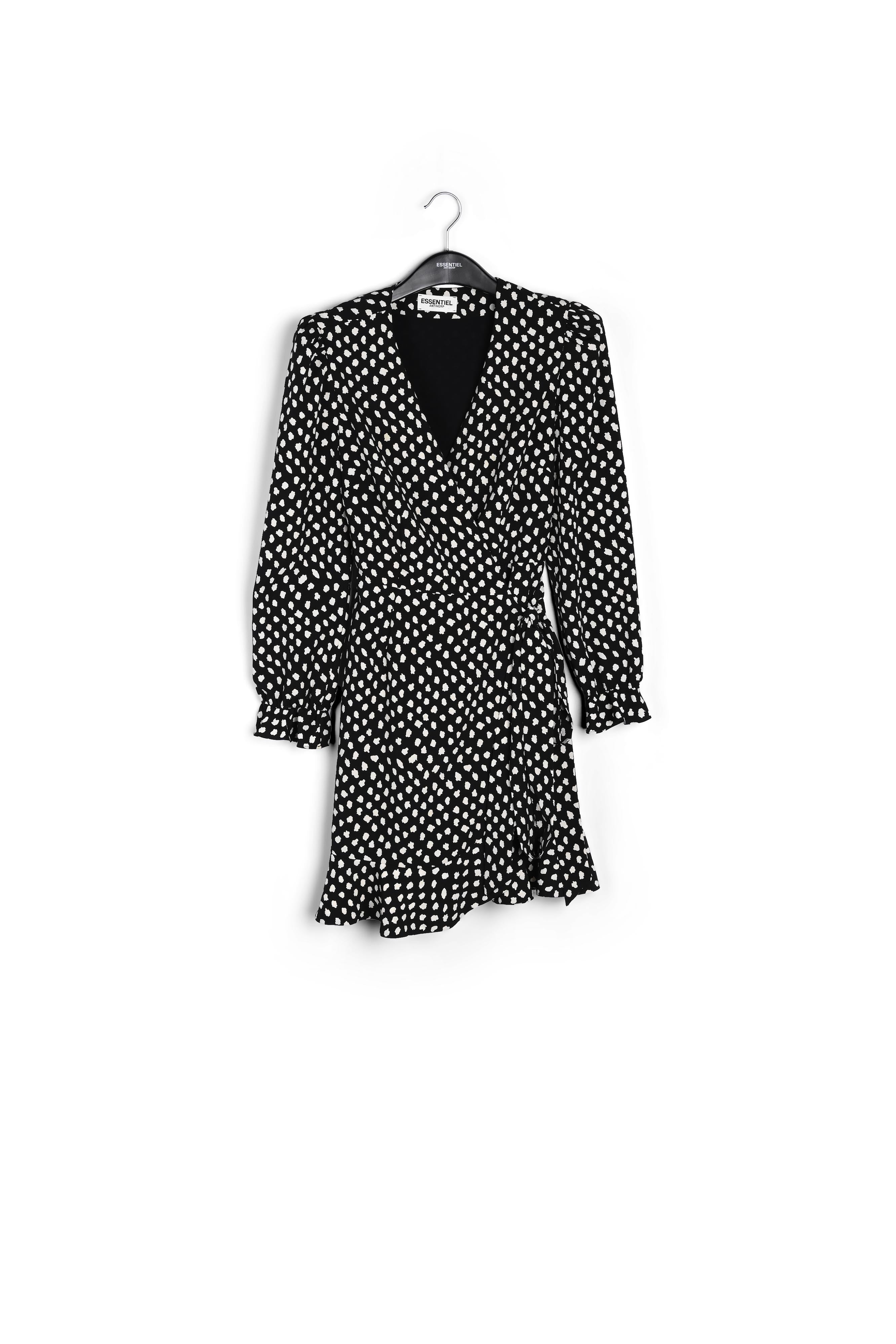Mini robe cache-cœur noire à pois RE—SSENTIEL | Essentiel second hand