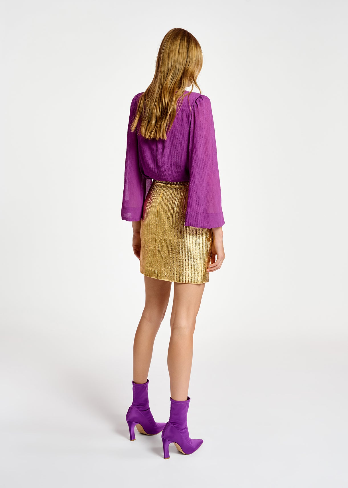 Gold metallic mini skirt RE—SSENTIEL | Essentiel second hand