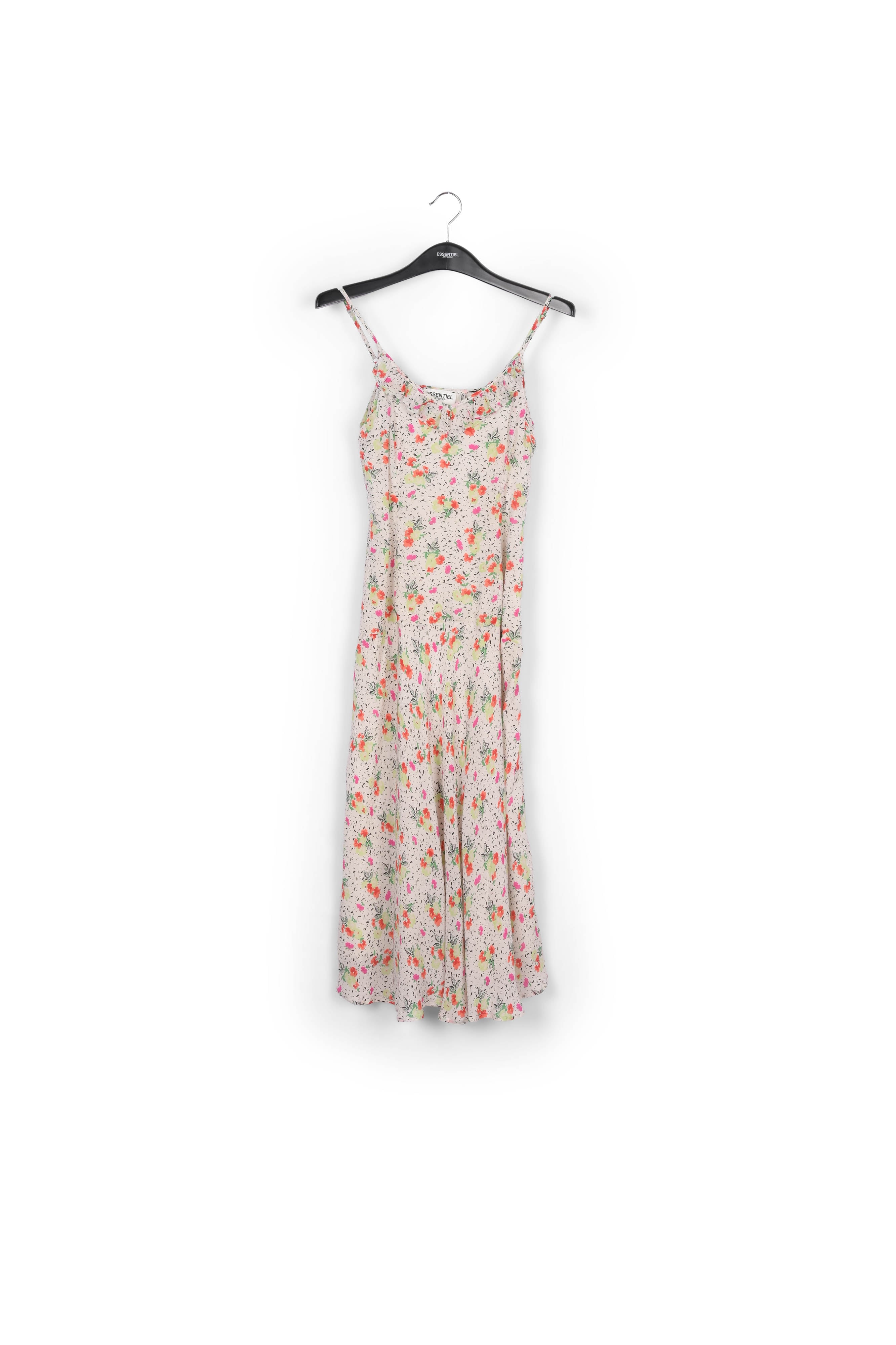 Off-white floral-print v-neck midi dress RE—SSENTIEL | Essentiel second hand