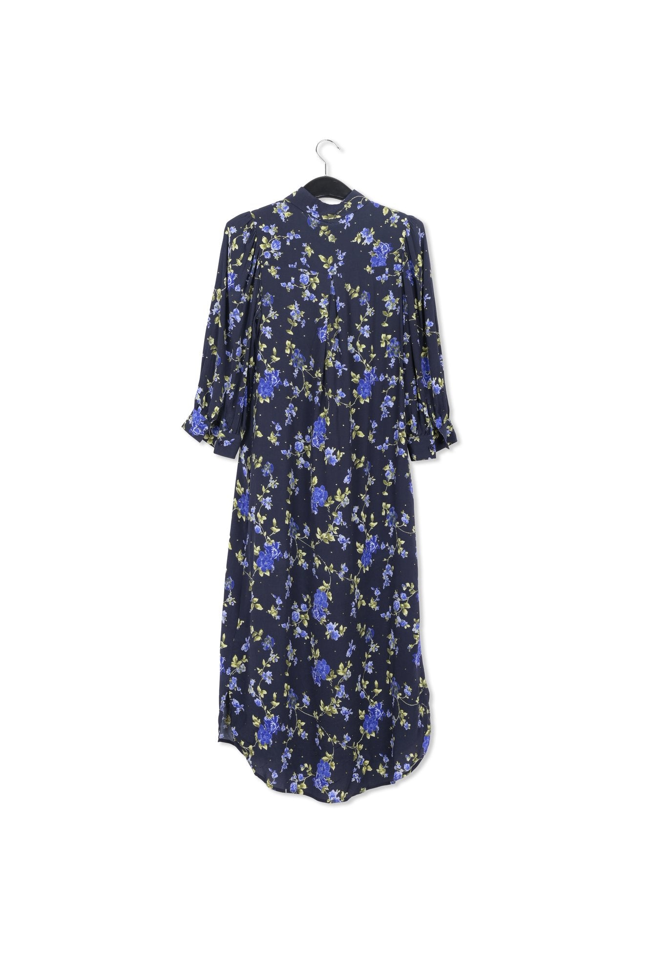 Robe chemise bleu foncé à  imprimé fleuri RE—SSENTIEL | Essentiel second hand
