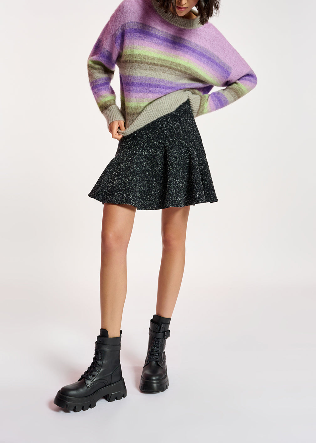 Pull à  rayures pourpres, vert menthe et beiges RE—SSENTIEL | Essentiel second hand