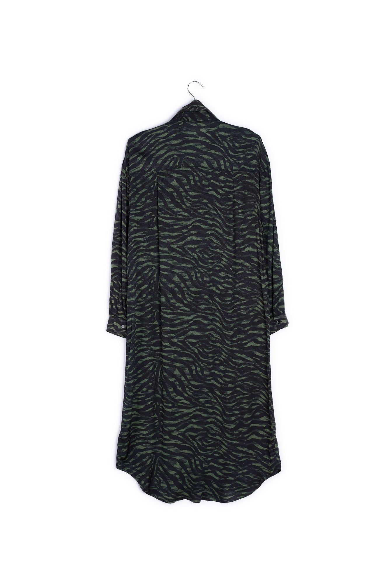 Green and black zebra print midi shirt dress RE—SSENTIEL | Essentiel second hand