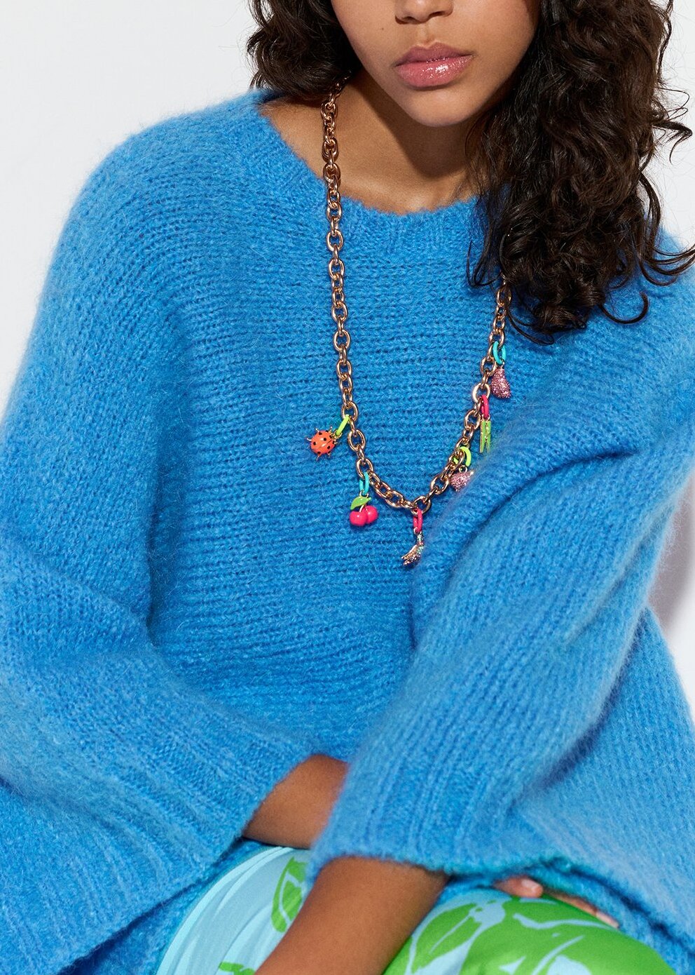 Blue knit sweater with cape effect RE—SSENTIEL | Essentiel second hand