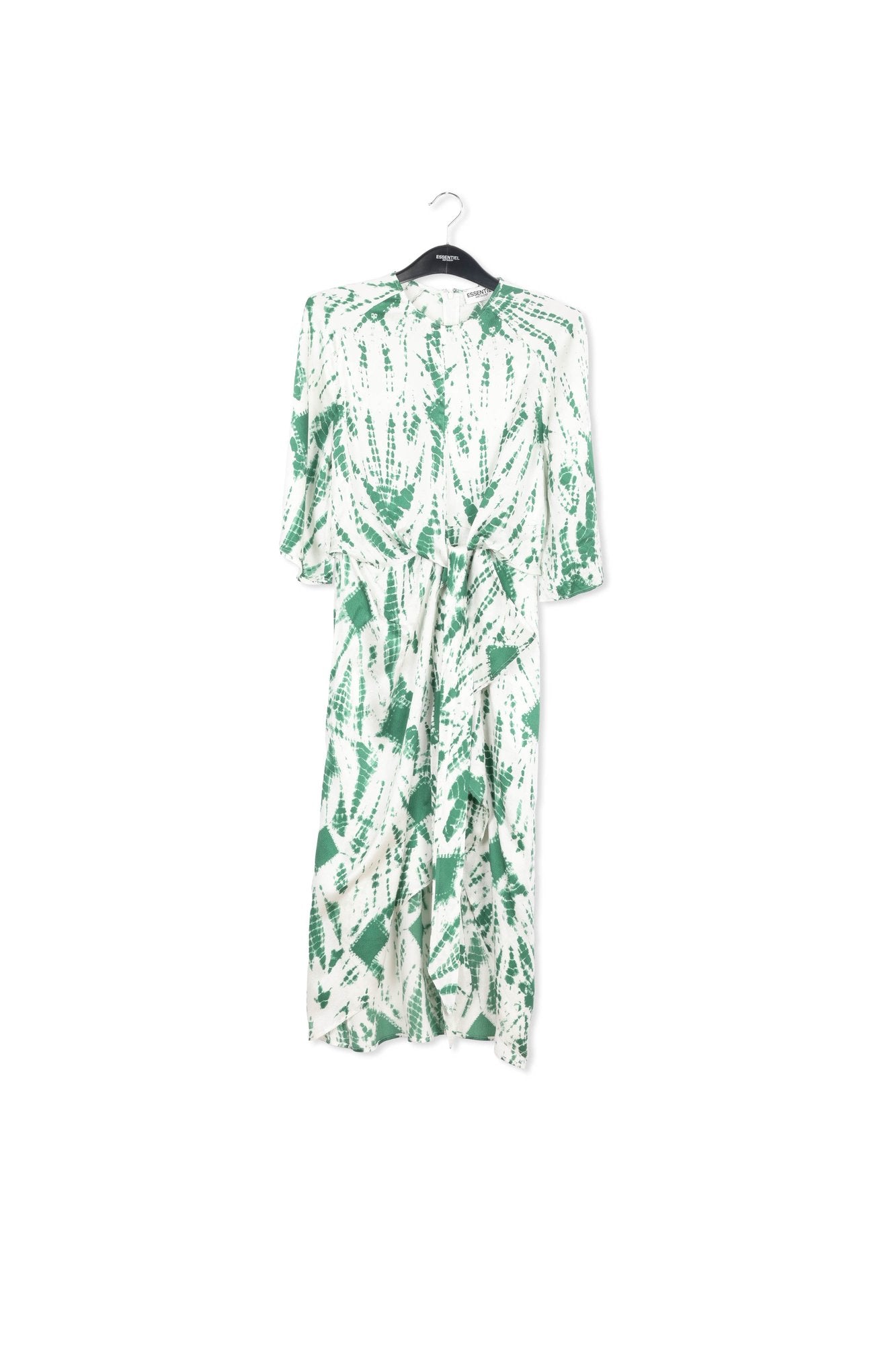 Off-white and green tie-dyed silk midi dress RE—SSENTIEL | Essentiel second hand