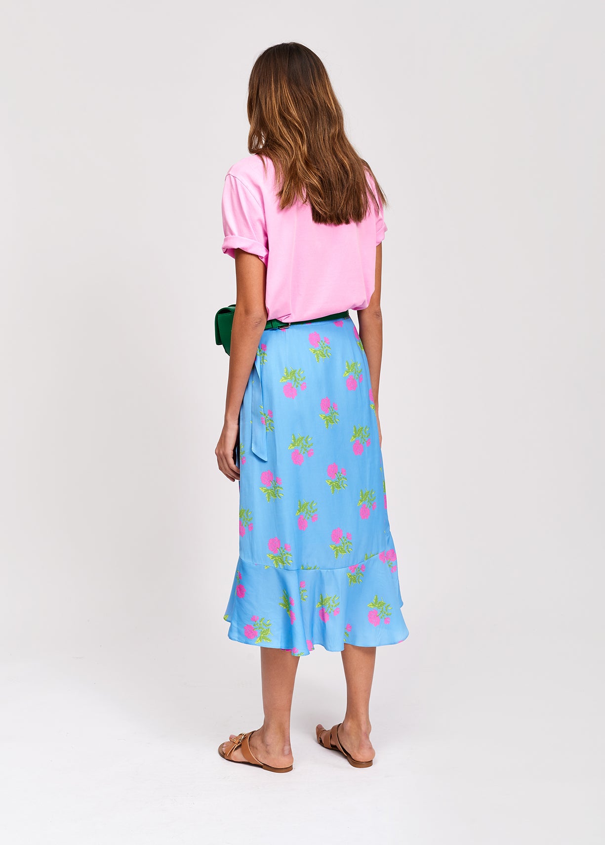 Blue floral print ruffled skirt RE—SSENTIEL | Essentiel second hand
