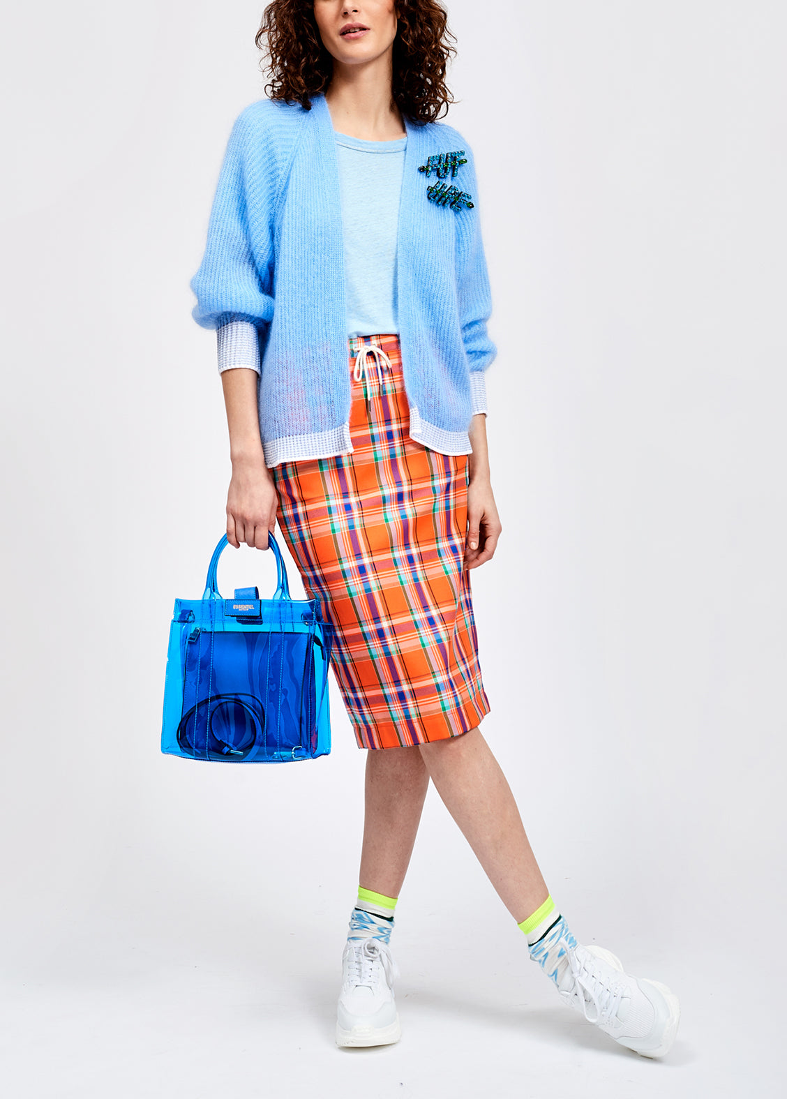 Taupe ribbed open cardigan with accentuated trims RE—SSENTIEL | Essentiel second hand