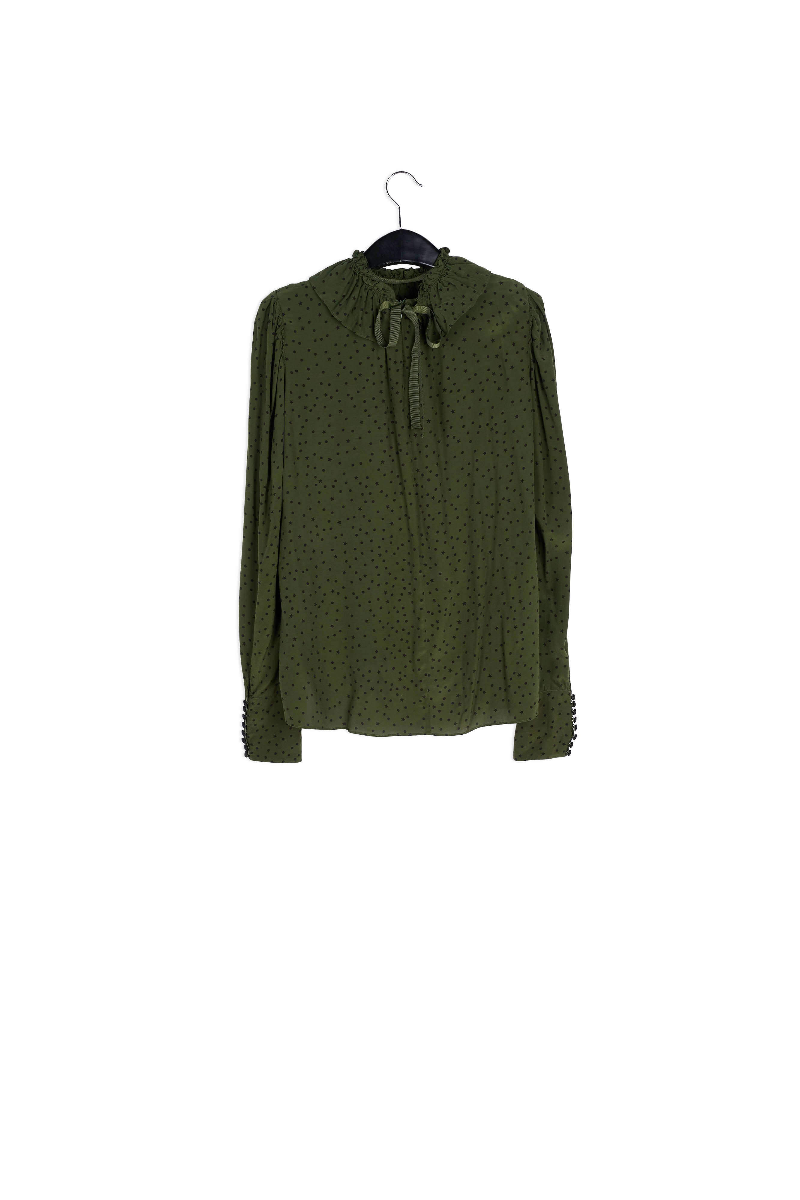 Chemisier vert kaki à pois RE—SSENTIEL | Essentiel second hand