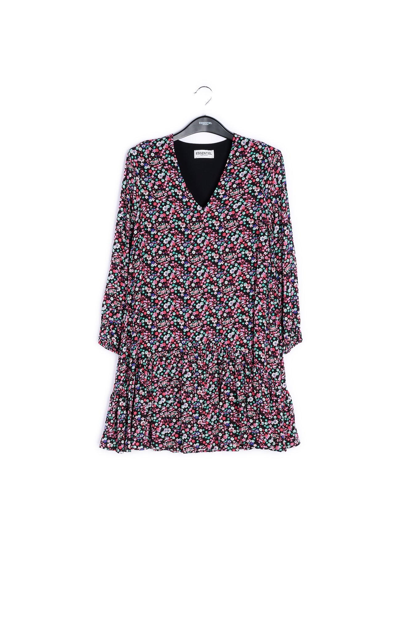 Black floral-print mini dress RE—SSENTIEL | Essentiel second hand