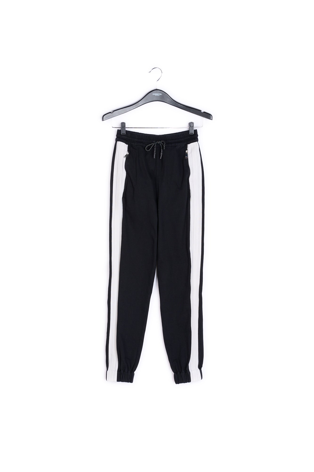 Black track pants with sideseam rib details RE—SSENTIEL | Essentiel second hand
