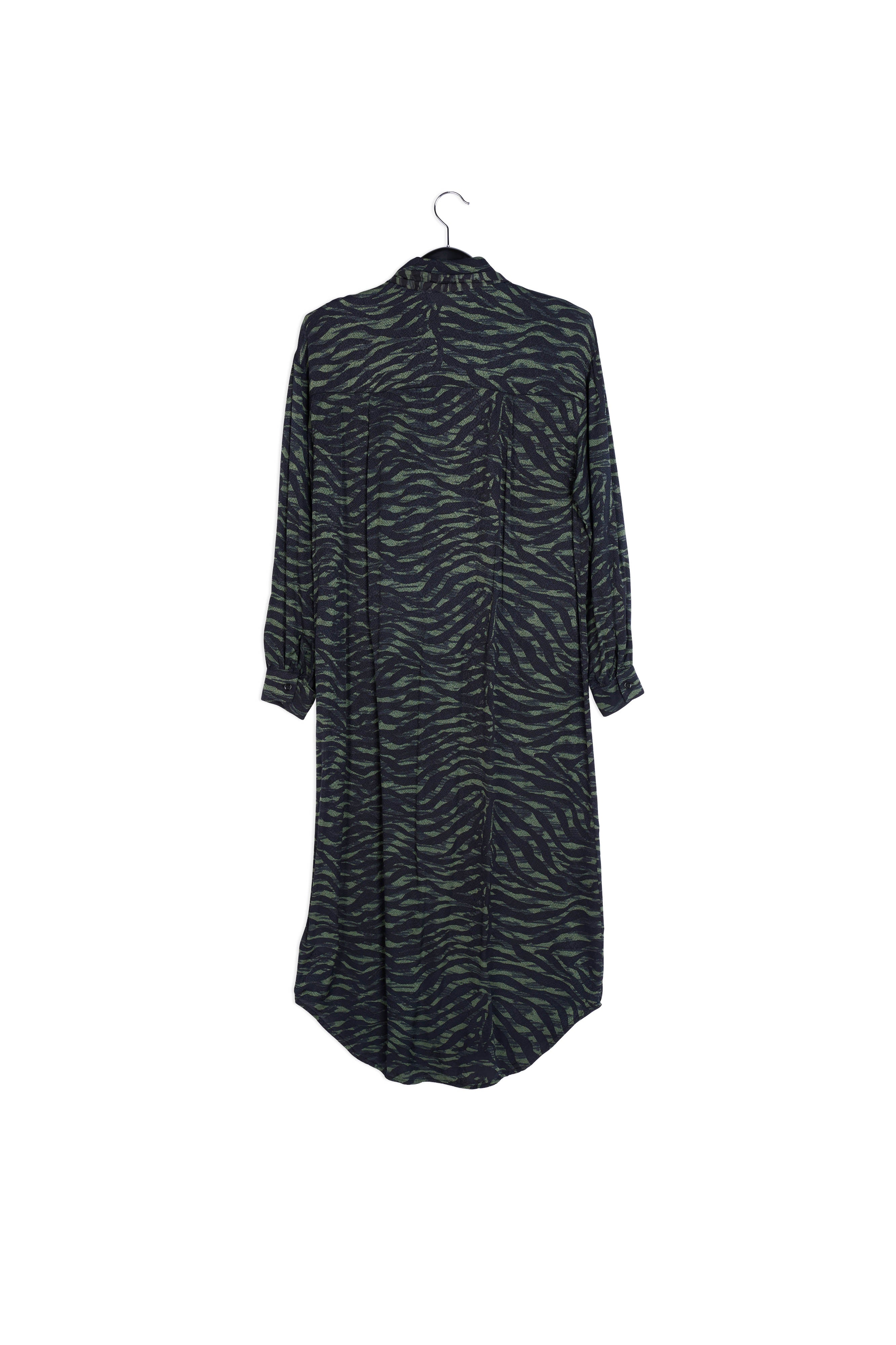 Midi-hemdjurk met groene en zwarte zebraprint RE—SSENTIEL | Essentiel second hand