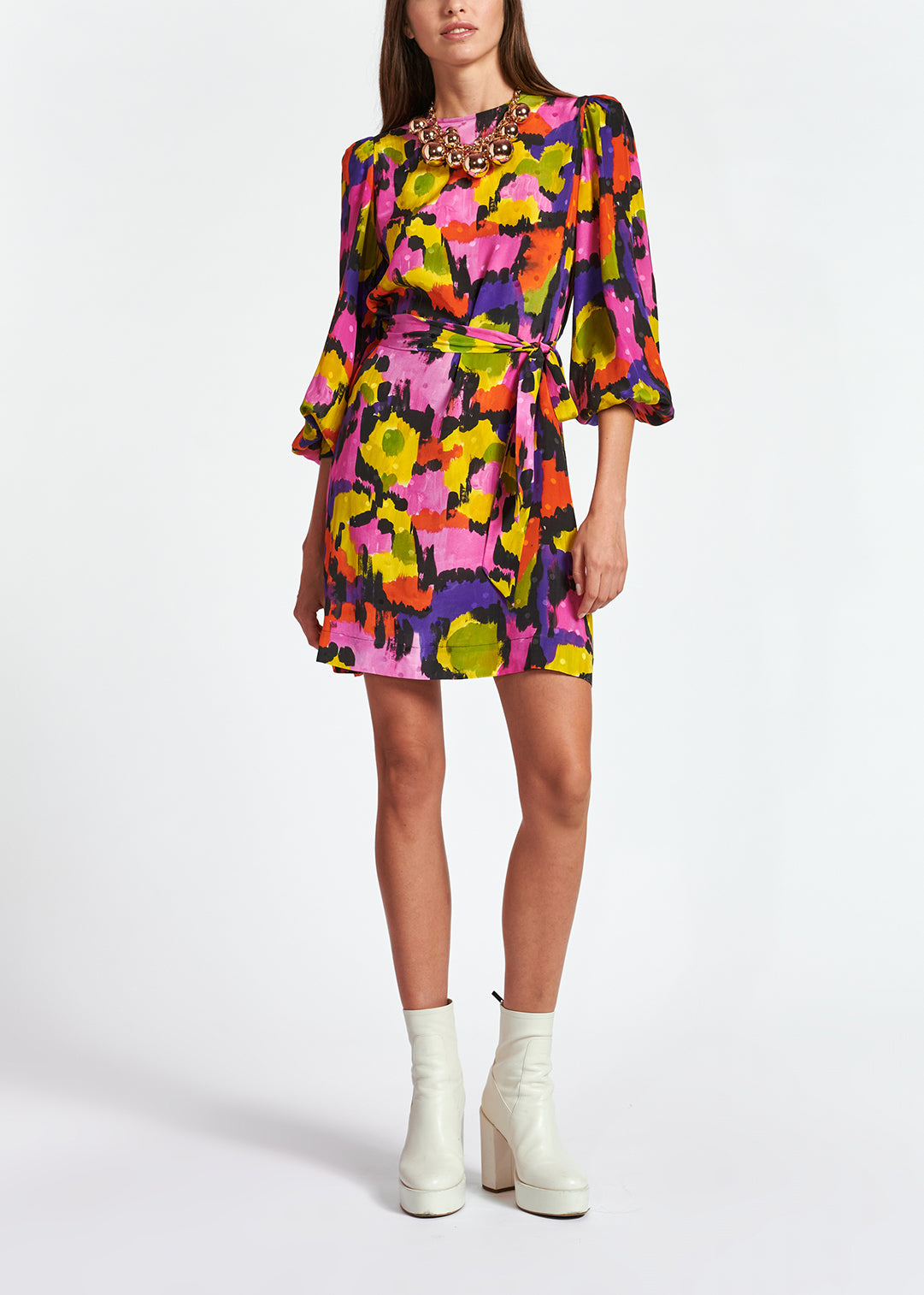 Colorful silk jacquard mini dress RE—SSENTIEL | Essentiel second hand