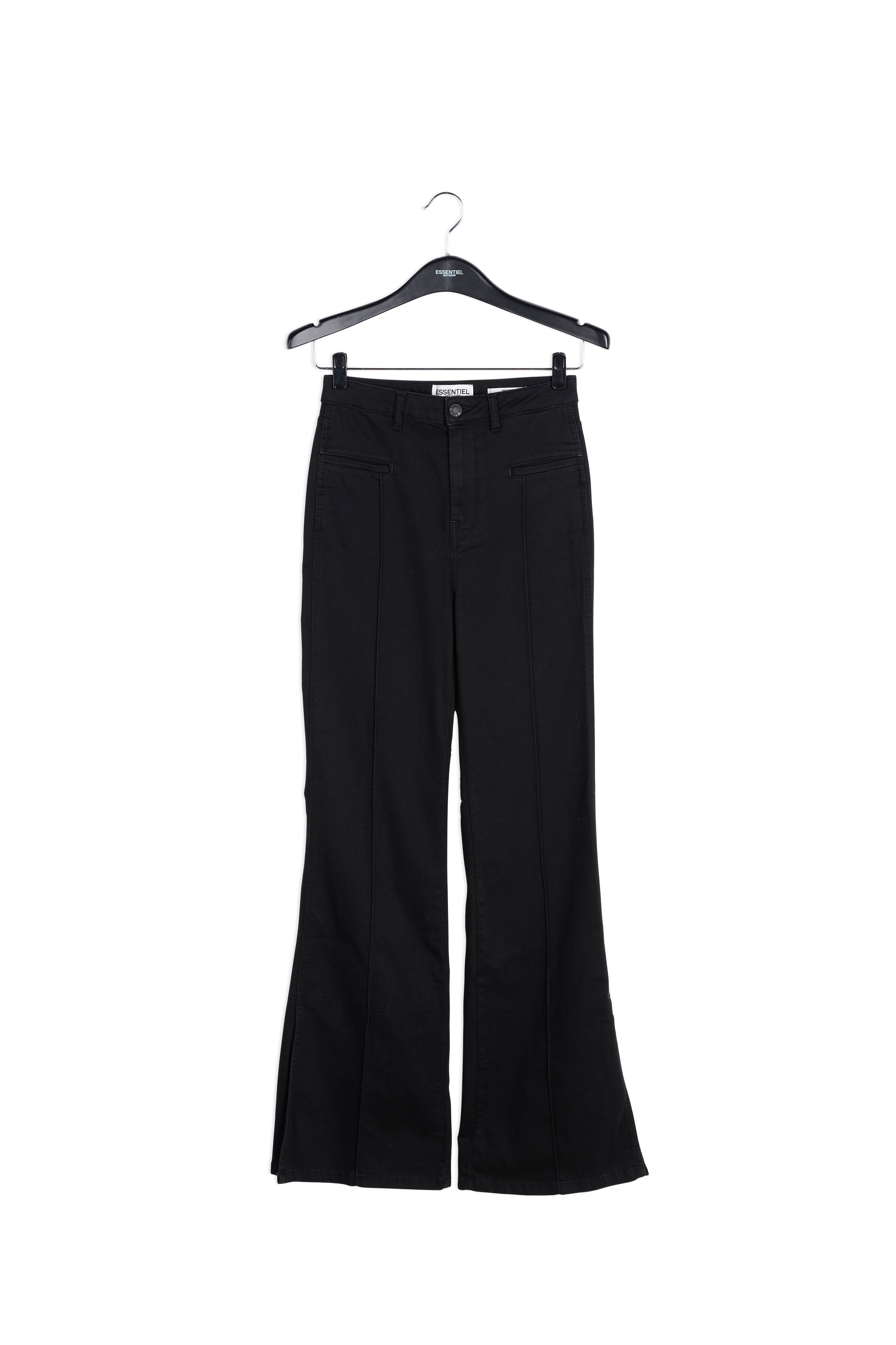 Zwarte katoenmix jeans met uitlopende pijpen RE—SSENTIEL | Essentiel second hand