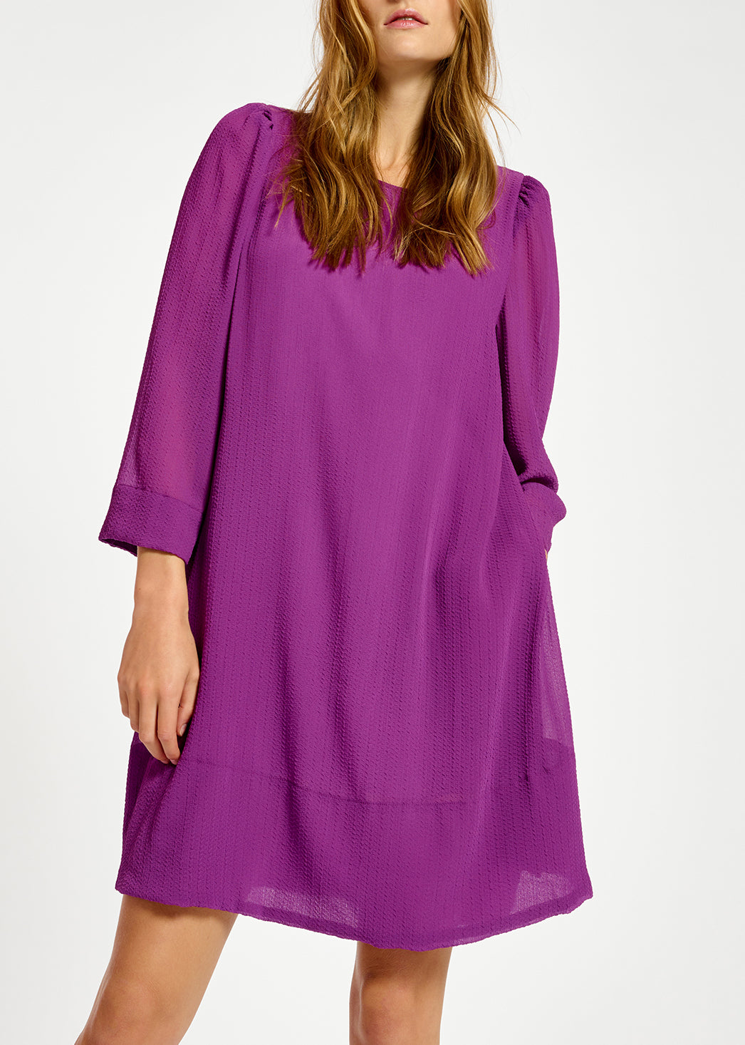 Purple mini dress with padded shoulders RE—SSENTIEL | Essentiel second hand